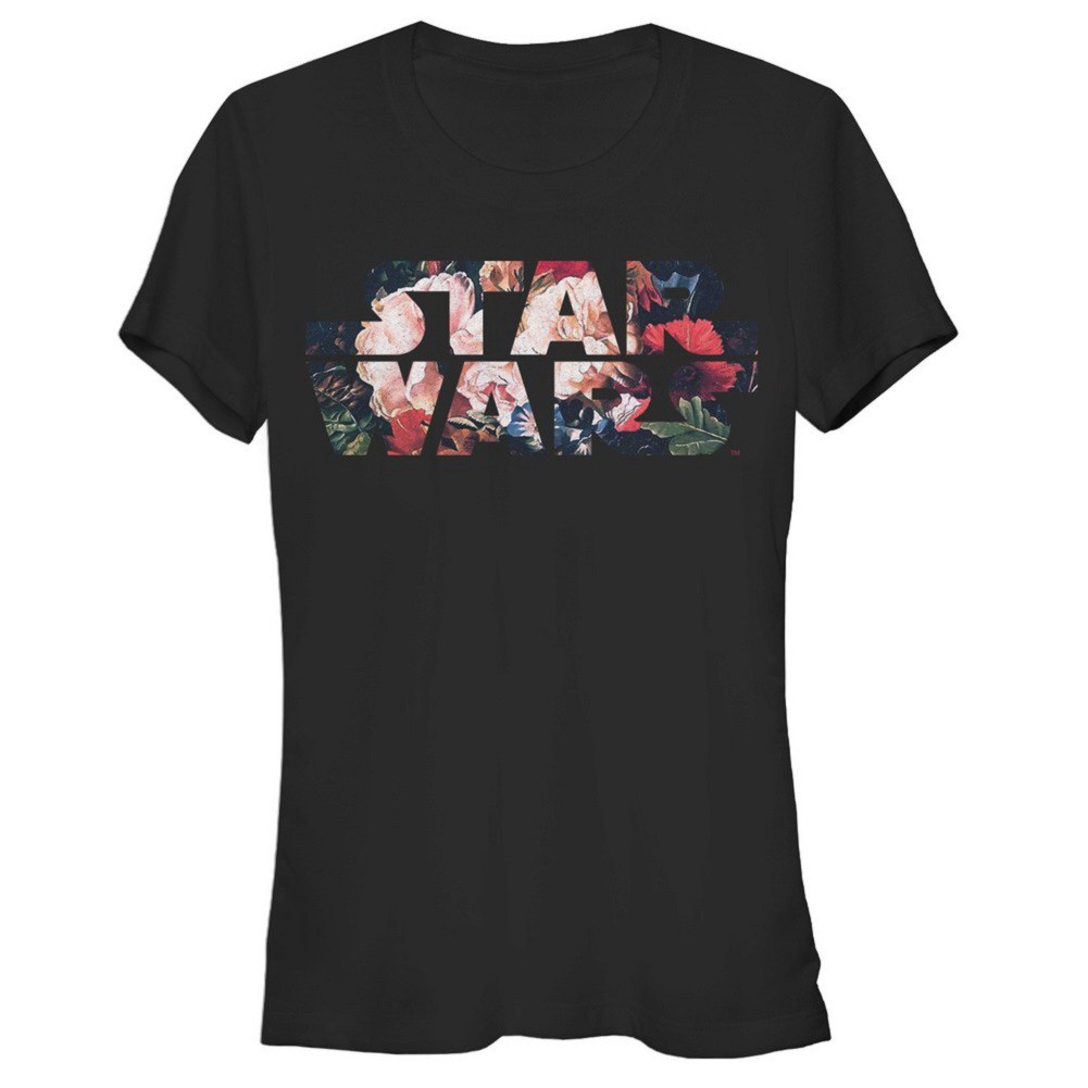 Star Wars Floral Classic Logo Women's Tshirt, Black