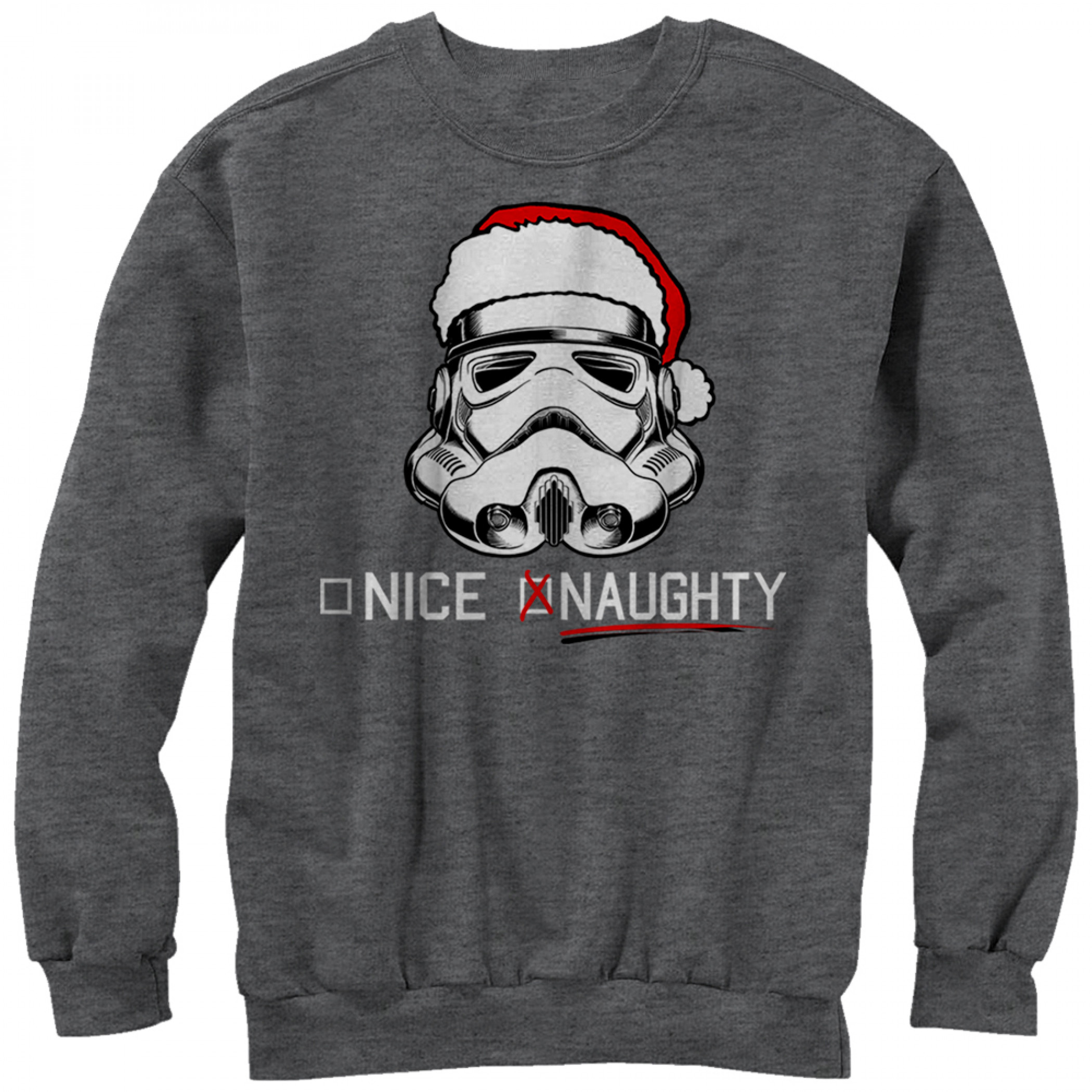 Star Wars Stormtrooper Naughty or Nice List Christmas Sweatshirt, Grey