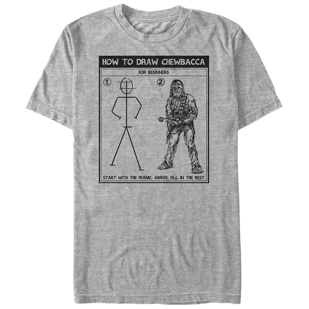 Star Wars Draw Chewy Gray T-Shirt, Grey
