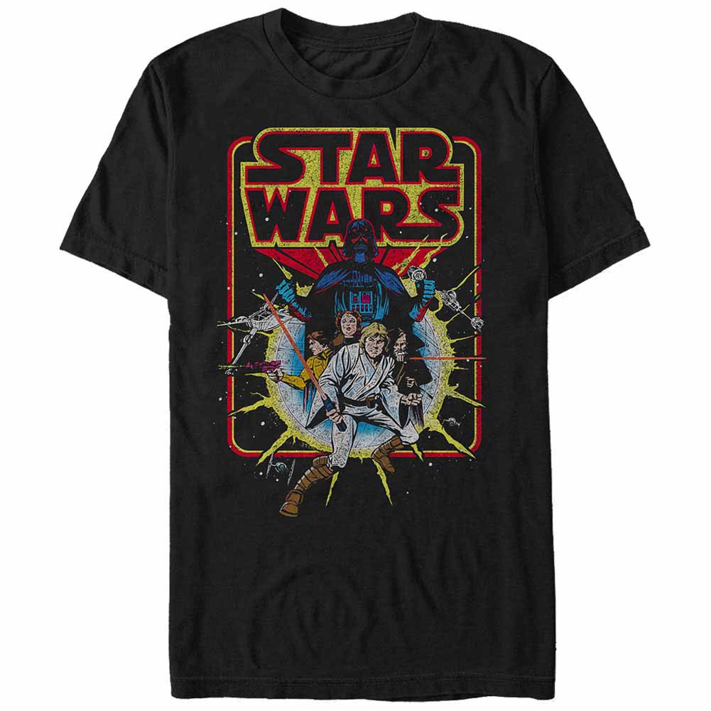 Star Wars Old School Comic Black T-Shirt, Black