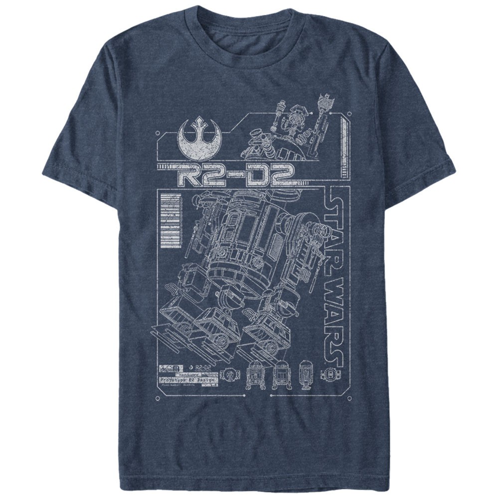 Star Wars R2 Schematic Blue T-Shirt, Blue