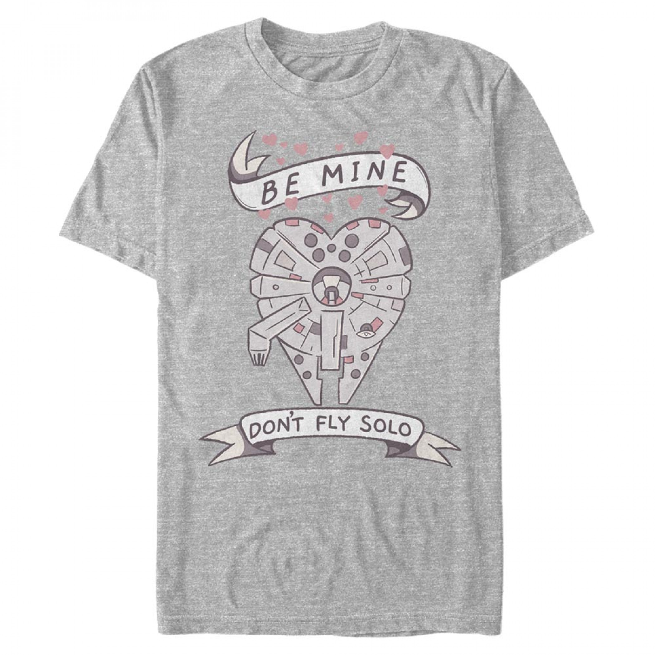 Star Wars Millennium Falcon Be Mine Valentine's Day T-Shirt, Grey