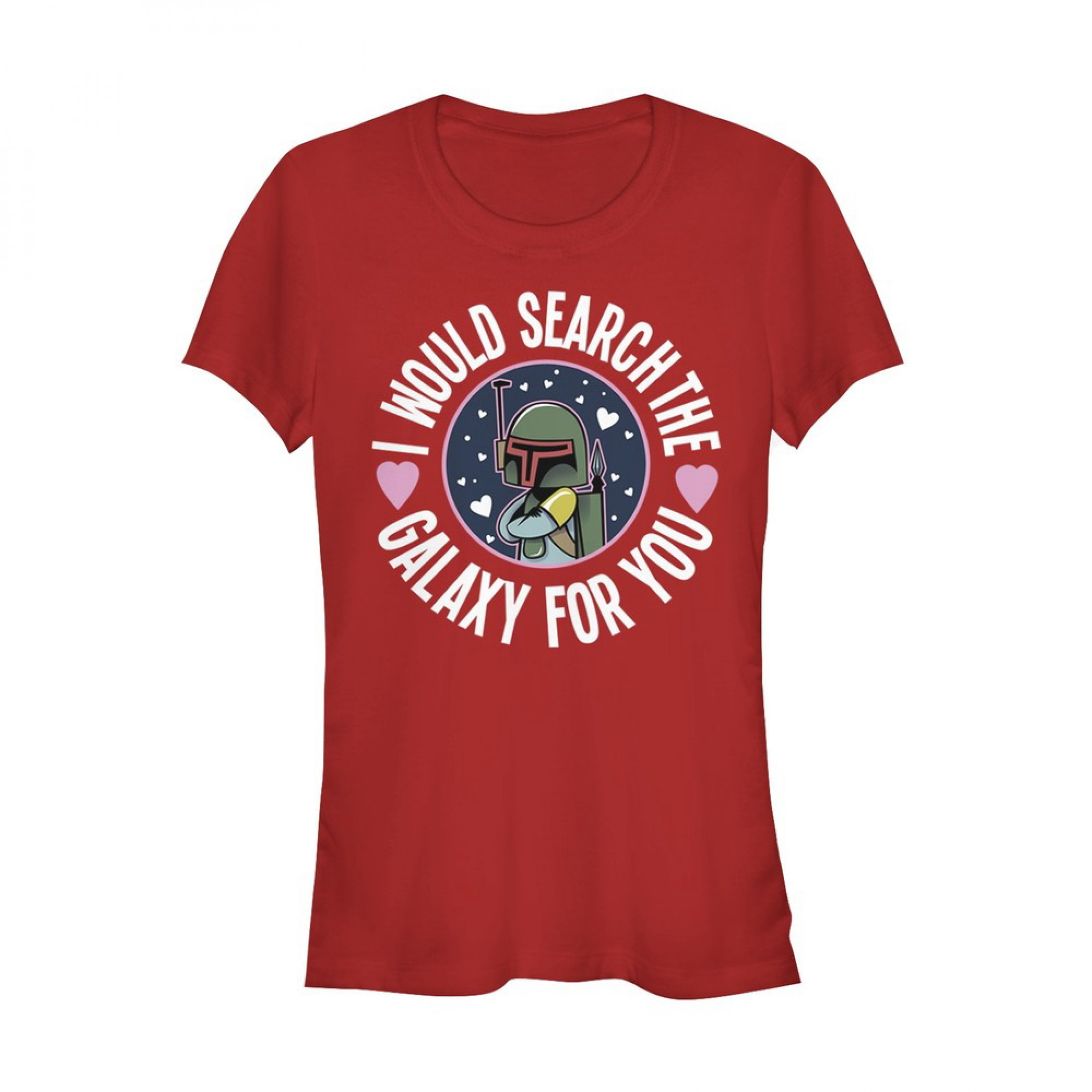 Valentine's Star Wars Boba Fett Search the Galaxy Women's T-Shirt, Red