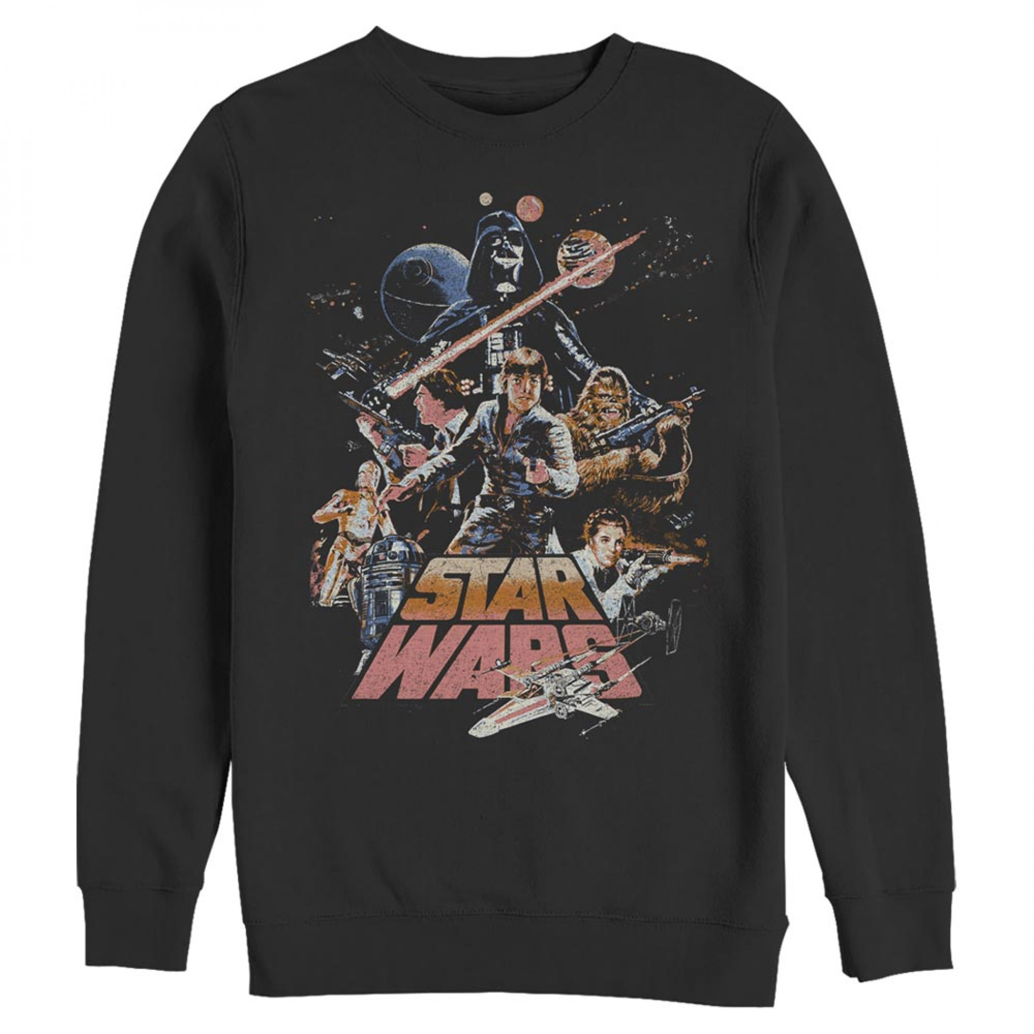 Star Wars Retro Poster Crewneck Sweatshirt, Black