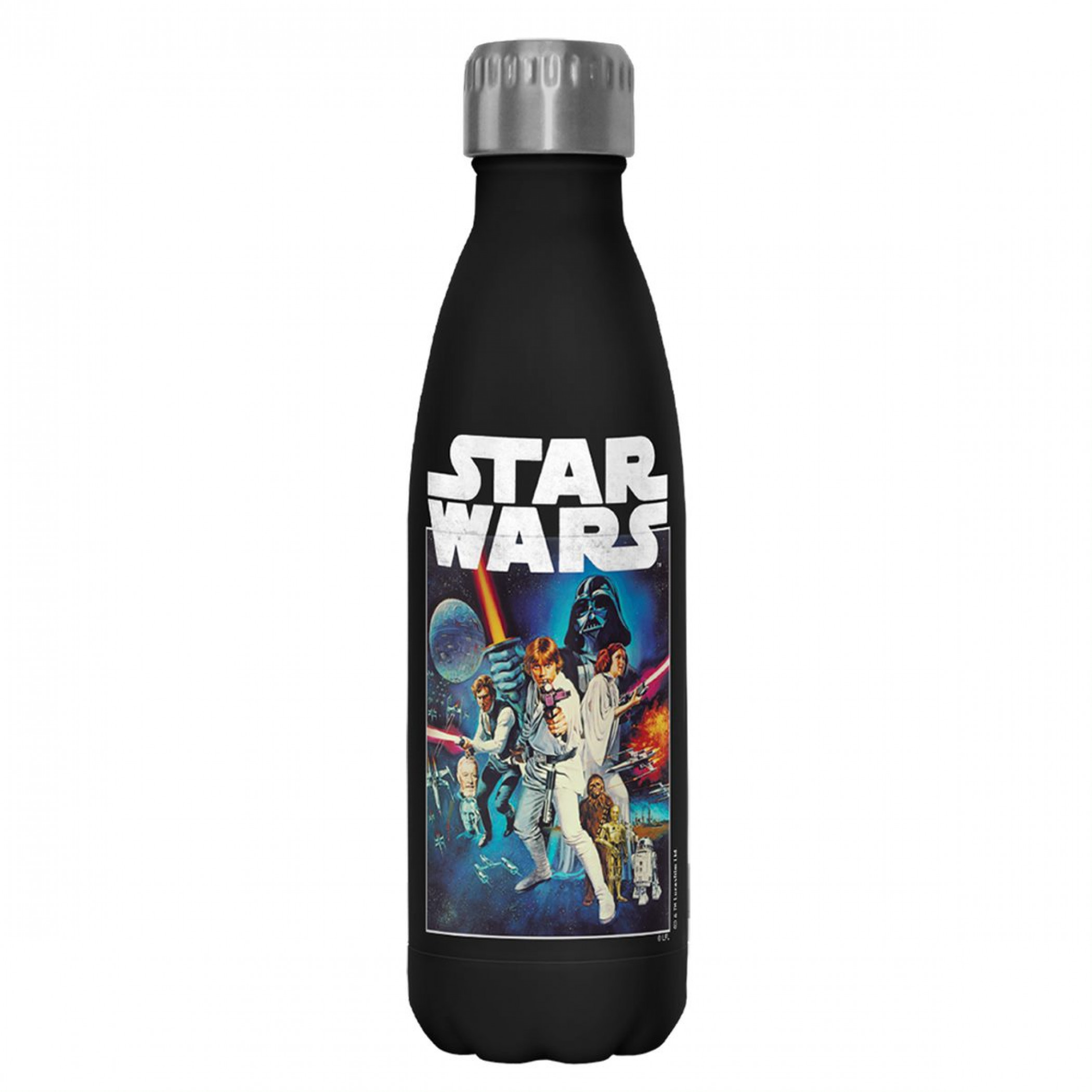 Star Wars Retro Poster with Logo 17oz Steel Water Bottle, Black