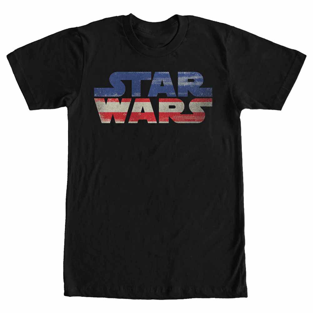 Star Wars SW USA Flag Black T-Shirt, Black