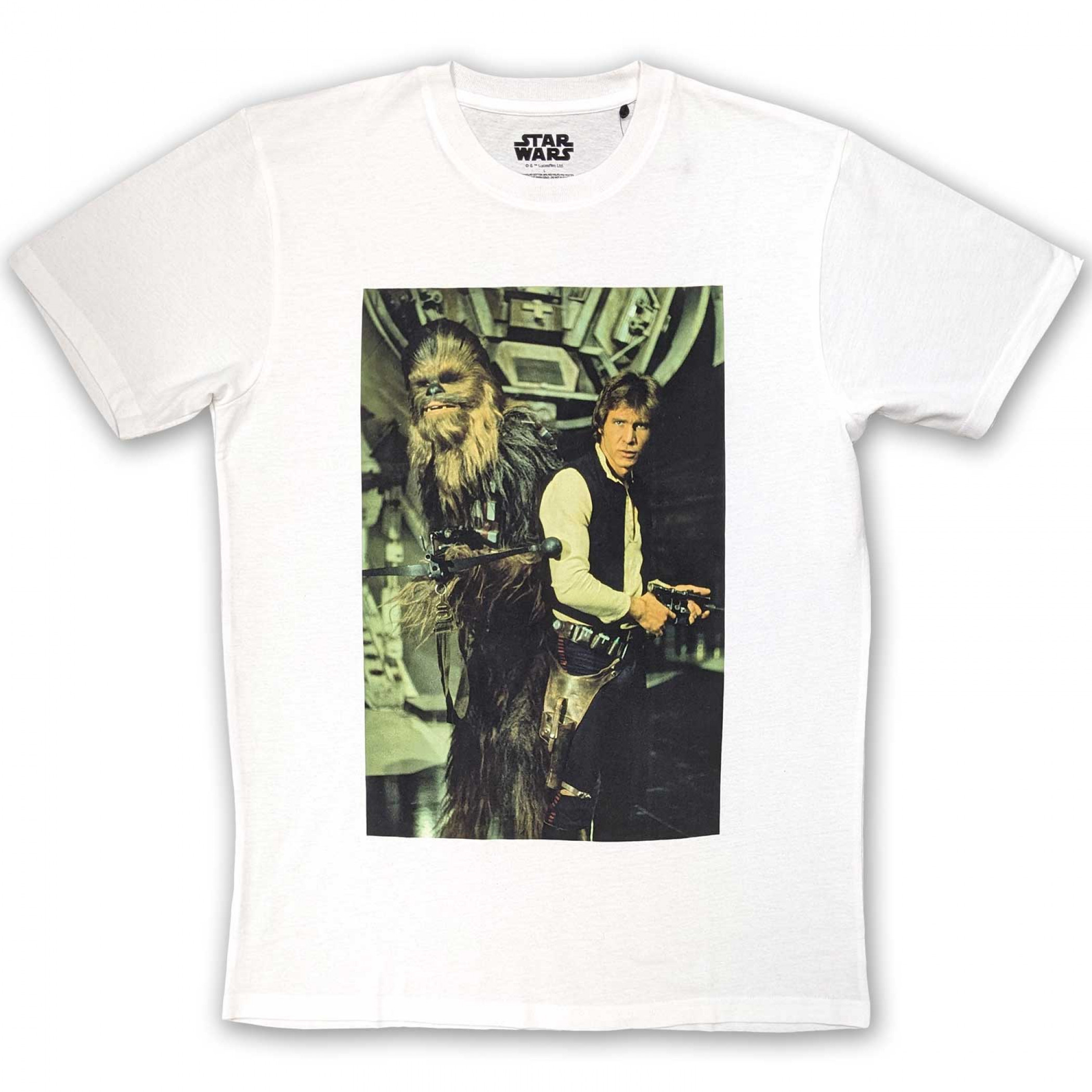 Star Wars Han and Chewie Ready for Action T-Shirt, White