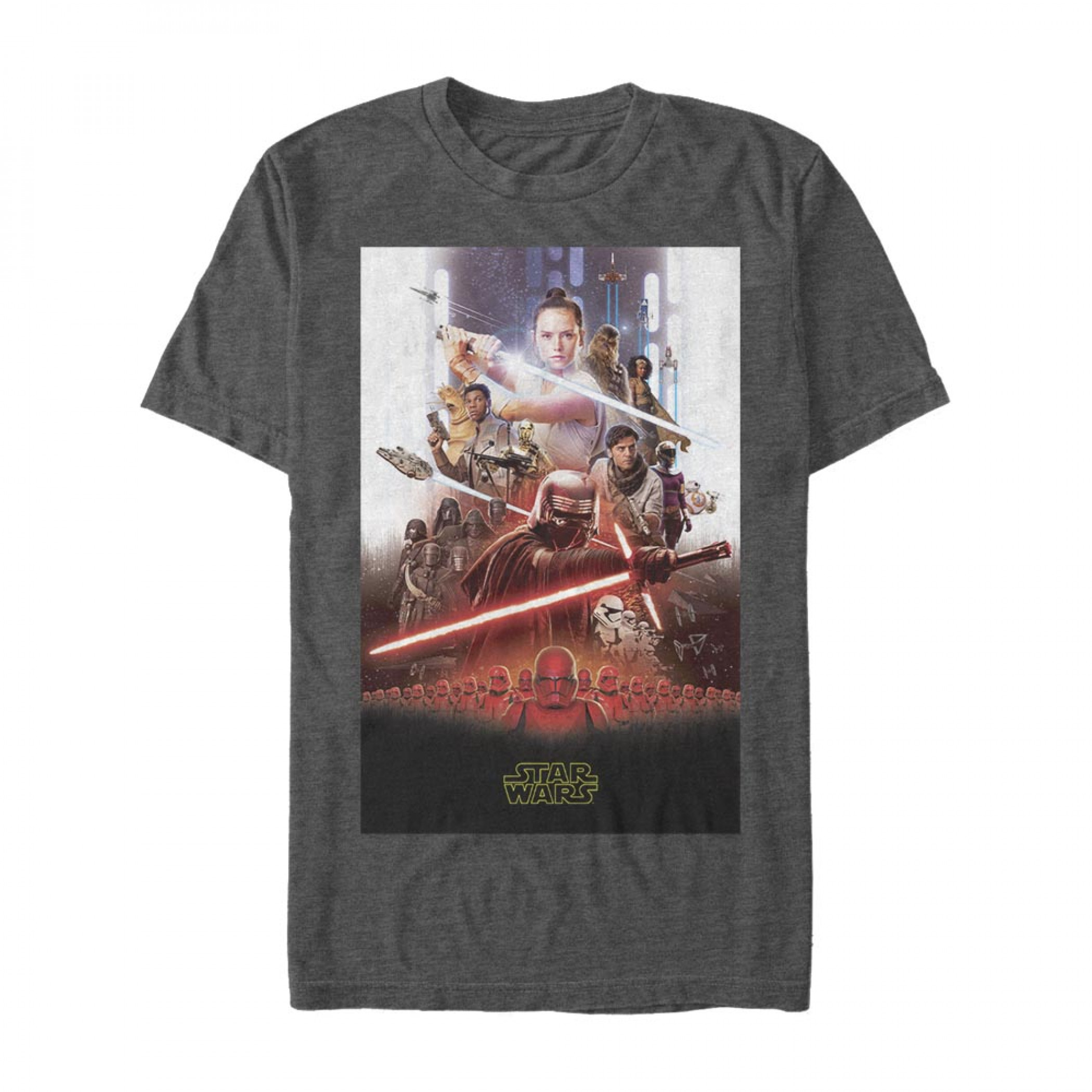 Star Wars The Rise of Skywalker Movie Poster Grey T-Shirt, Grey