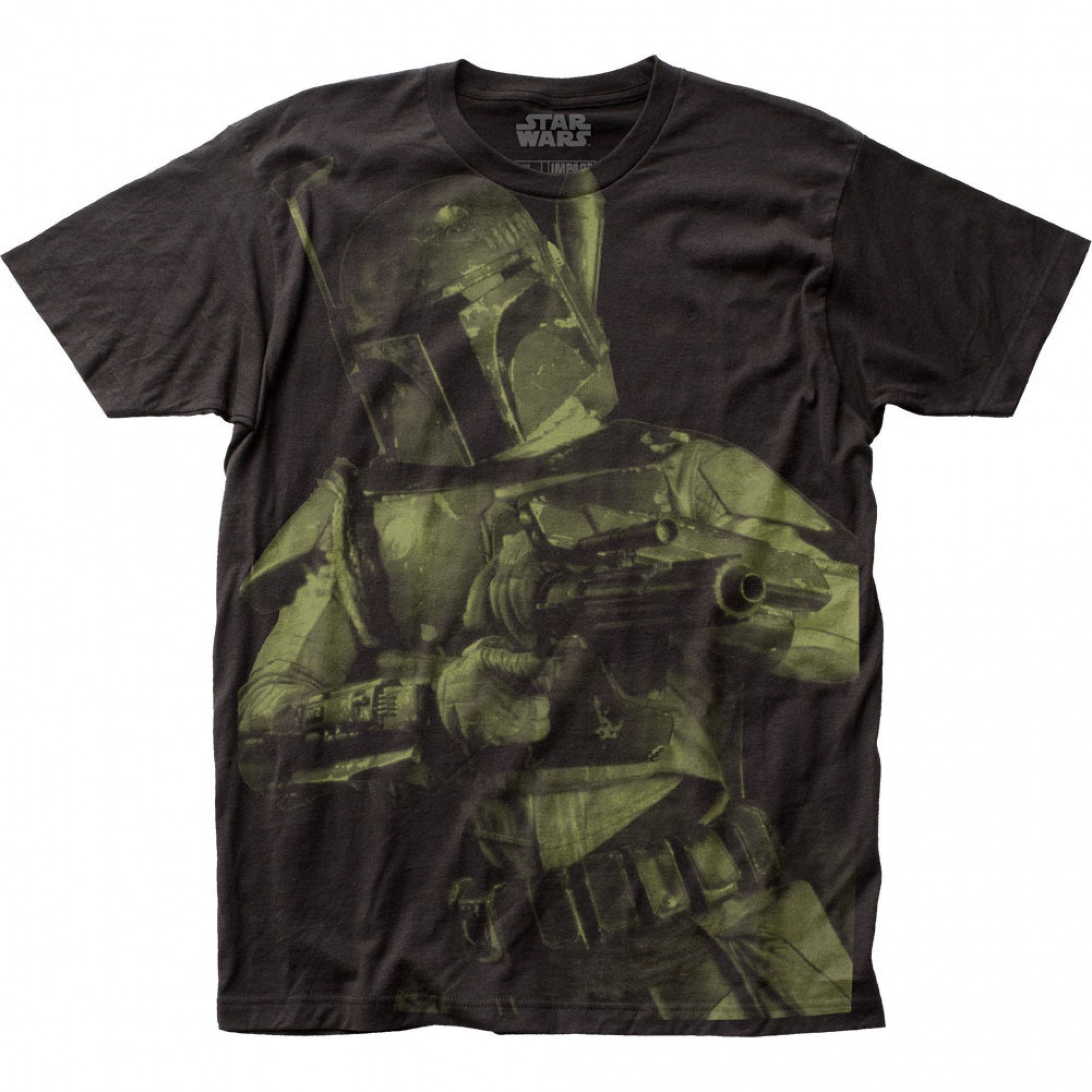 Star Wars Boba Fett Blaster Large Subway Print T-Shirt, Black