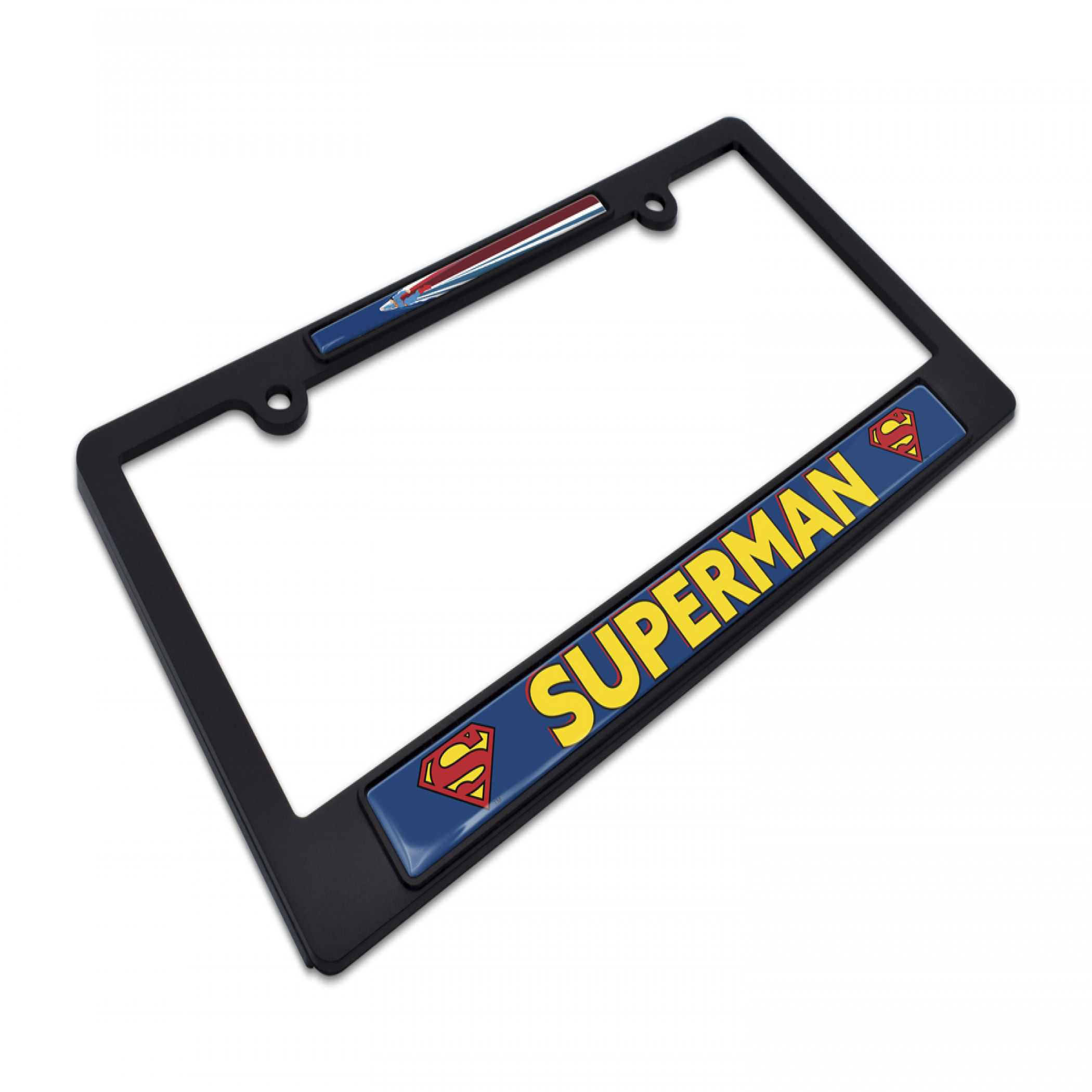 Superman Fly Black Plastic License Plate Frame by Elektroplate, Black