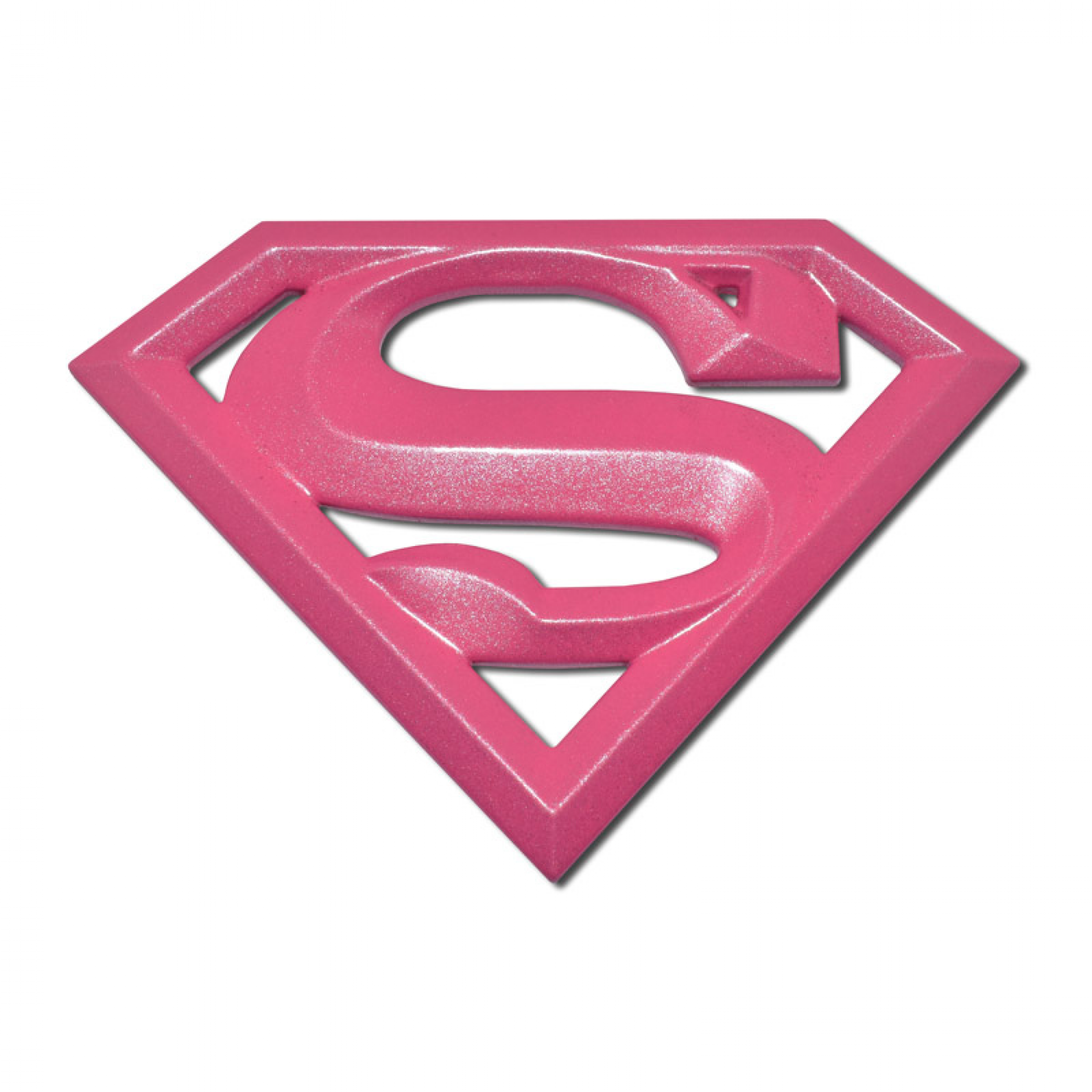 Supergirl Symbol Hot Pink Chrome Plated Emblem, Pink