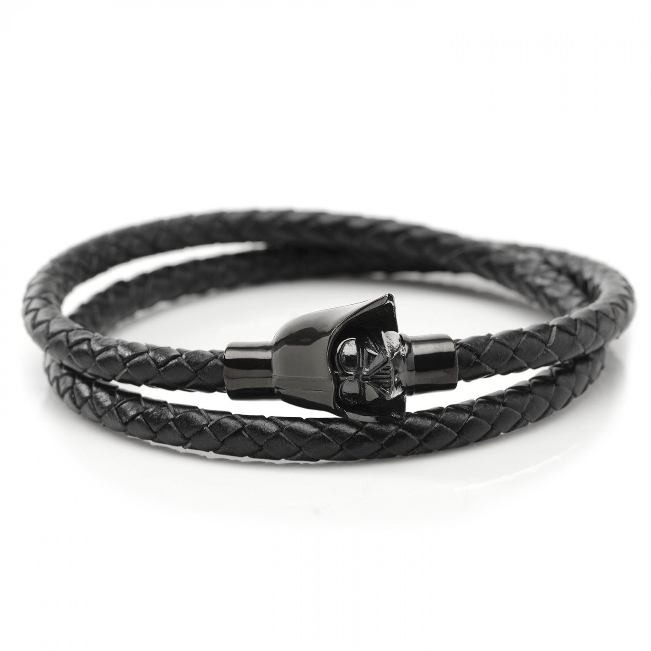 Star Wars Darth Vader Helmet Double Wrap Stainless Steel Bracelet, Black