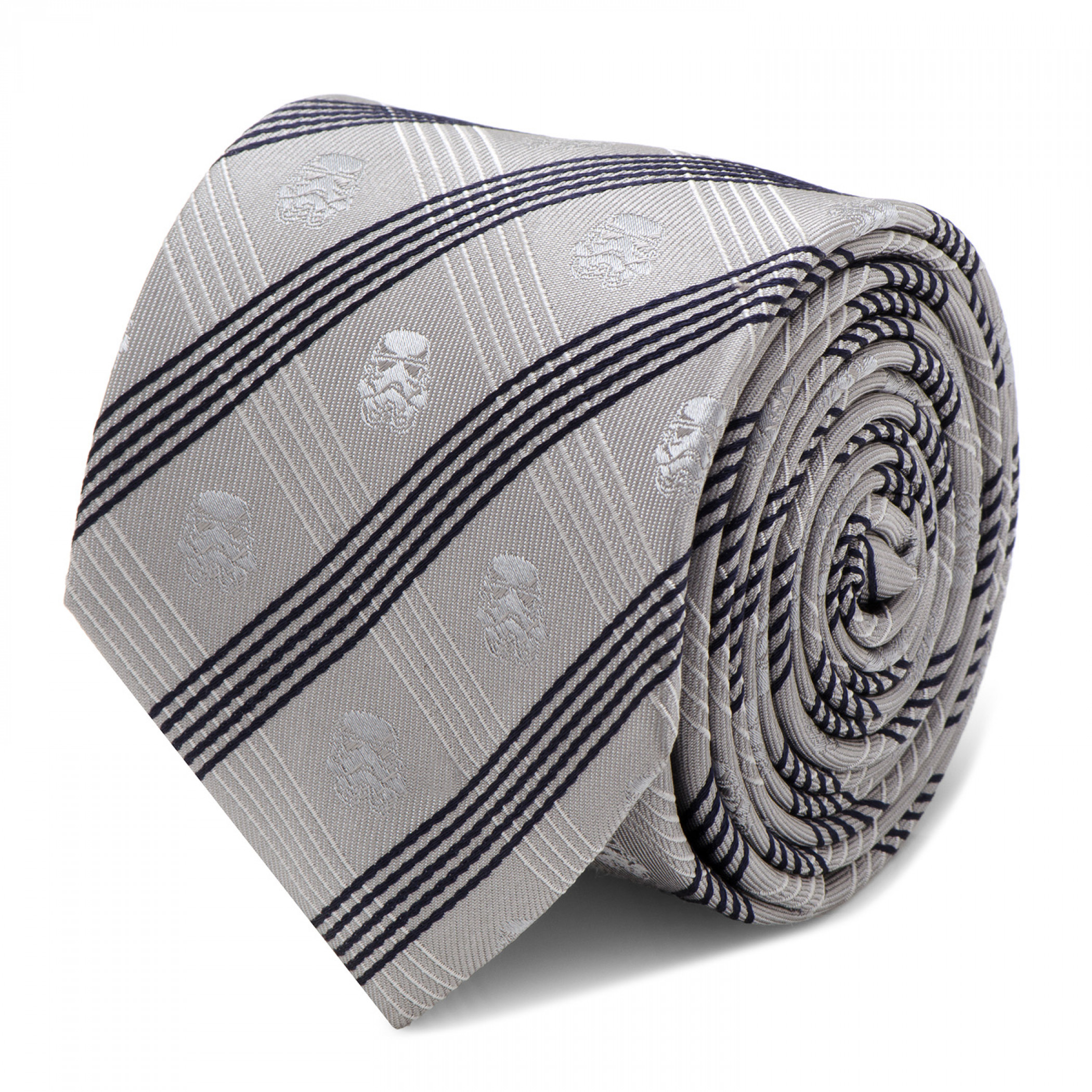 Star Wars Stormtrooper Gray Plaid Silk Tie, Grey