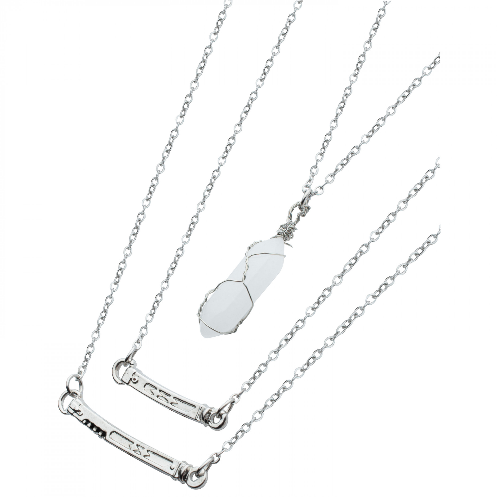 Star Wars Ahsoka Lightsabers Tiered Necklace, Silver