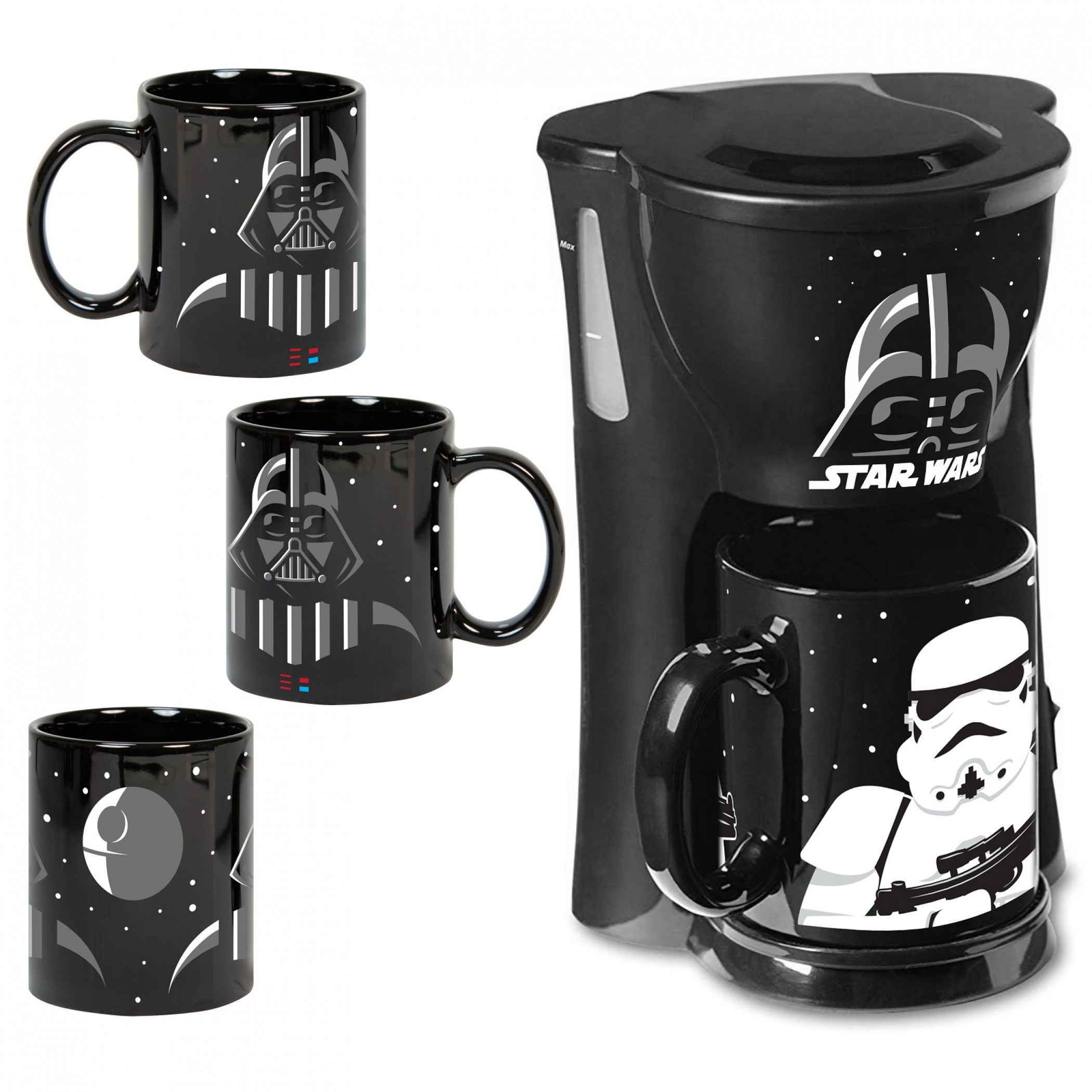 Star Wars Darth Vader Single Cup Coffee Maker with 2 Mugs, Multi-Color