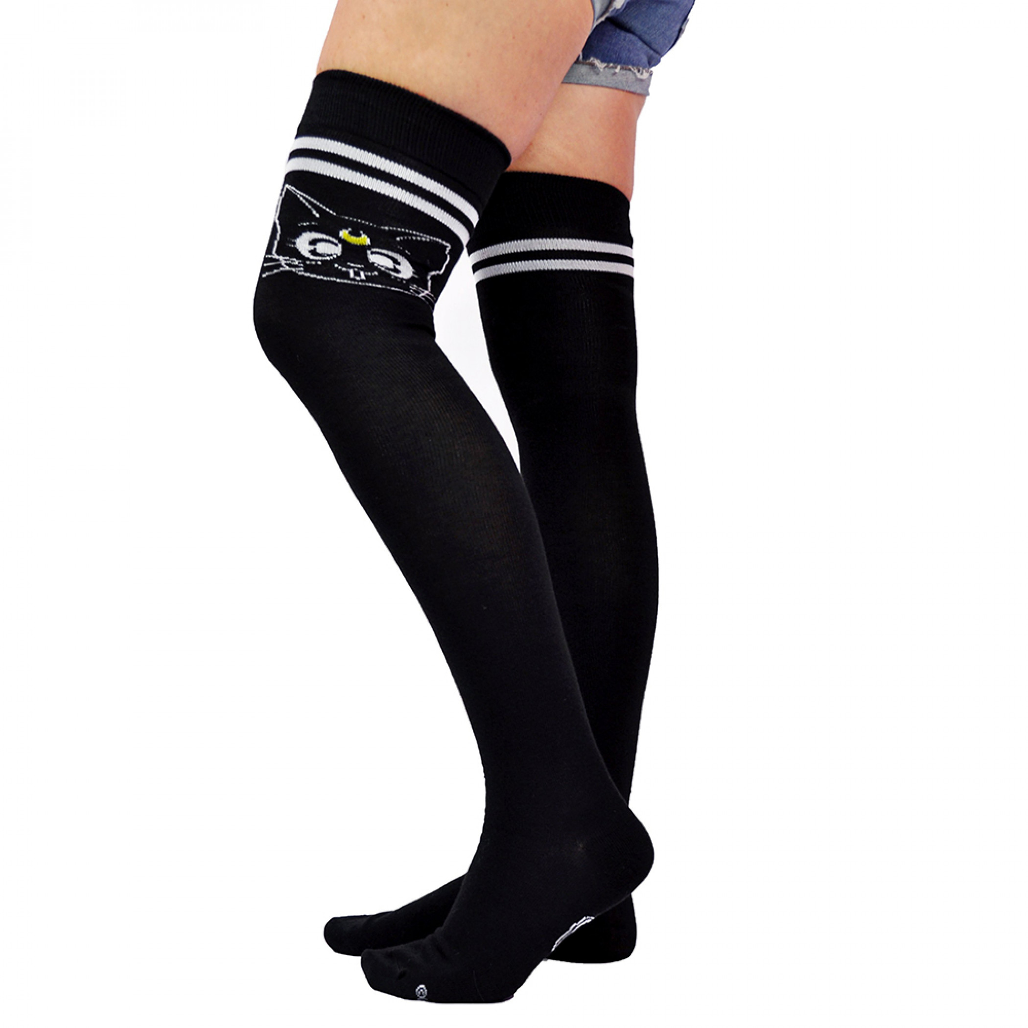 Sailor Moon Luna Thigh High Socks, Black