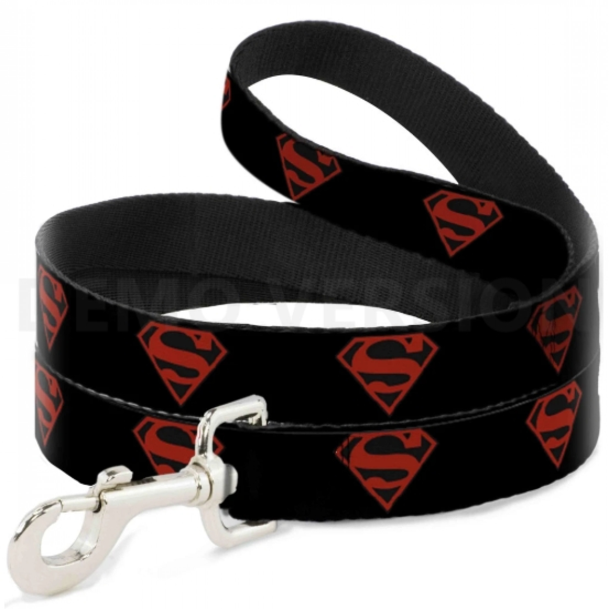 Superman Red and Black Shield 4-Foot Dog Leash, Black