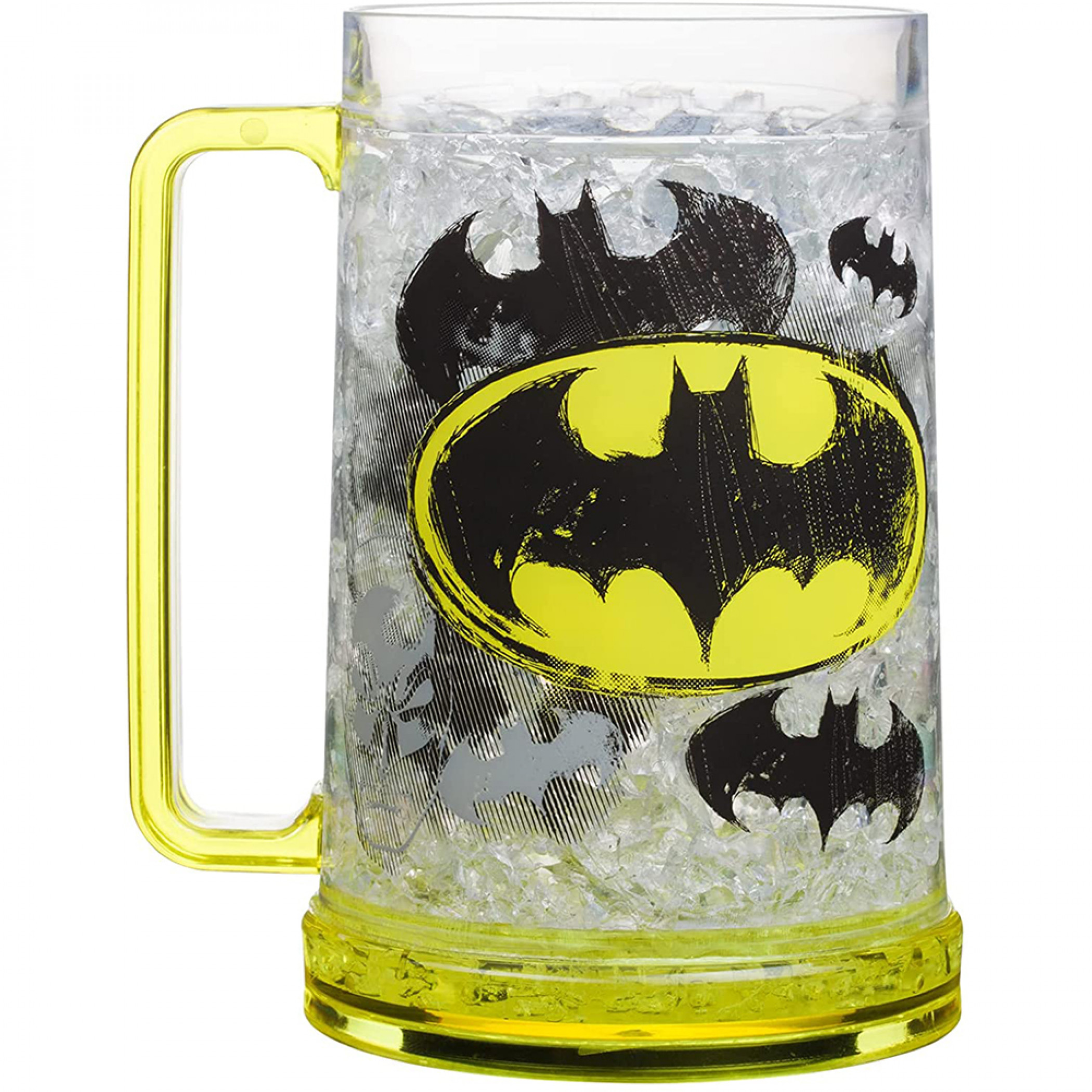 DC Comics Batman Sketch Design Bat Symbol 16 Ounce Freezable Mug, Yellow