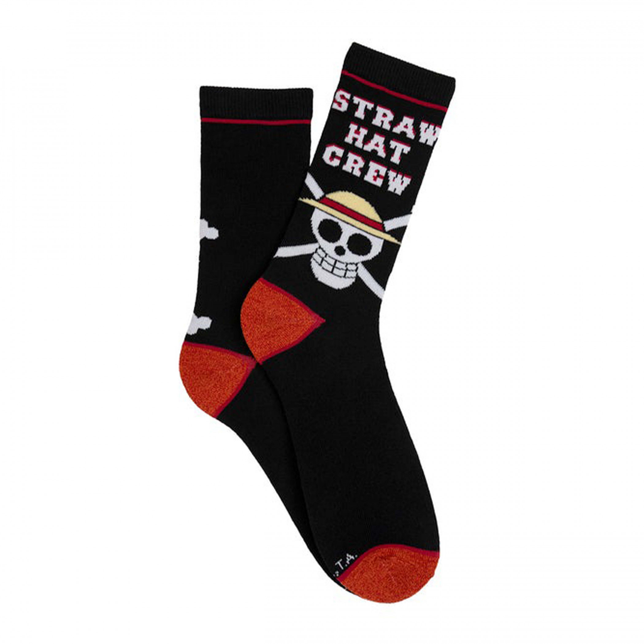 One Piece Straw Hat Pirates Crew Socks, Black