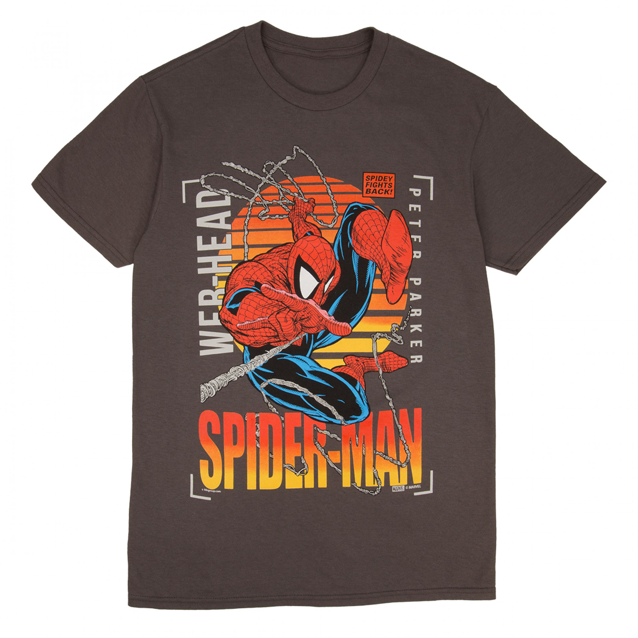 Spider-Man Outrun Sunset T-Shirt, Grey