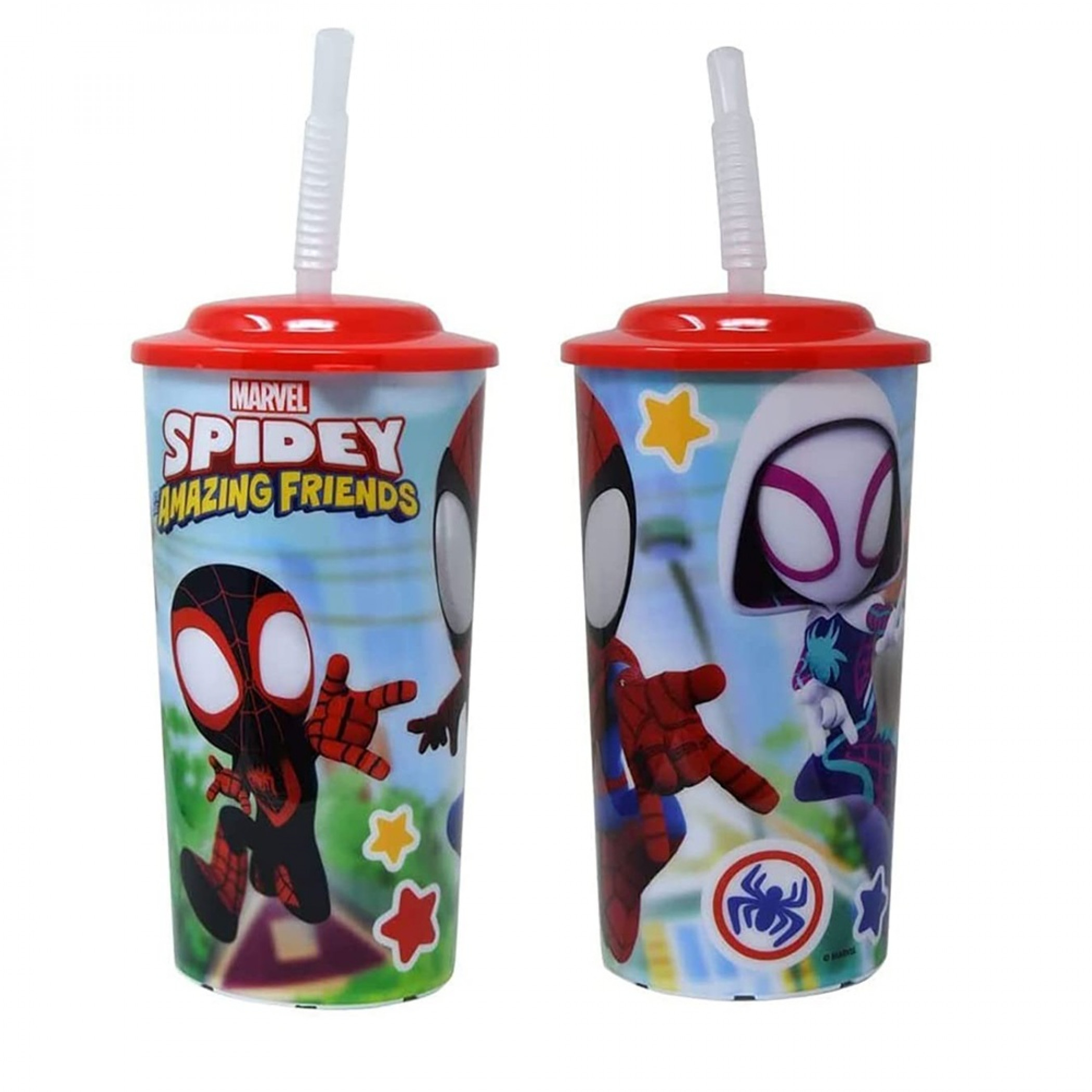 Marvel Comics Spidey & Friends 16oz PP Sports Tumbler with Straw, Multi-Color