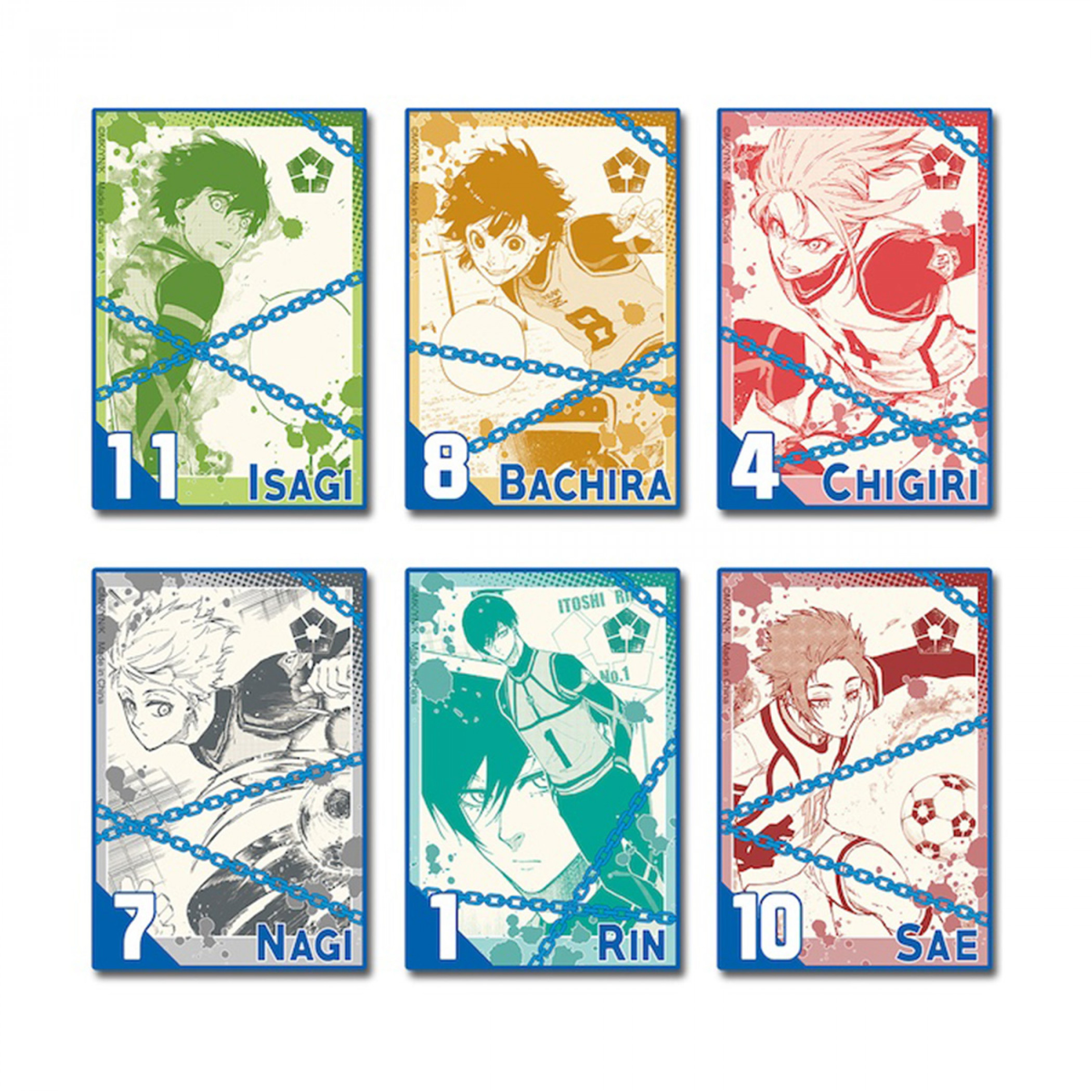 Blue Lock Character Colorful Sticker Set 5'X7', Blue