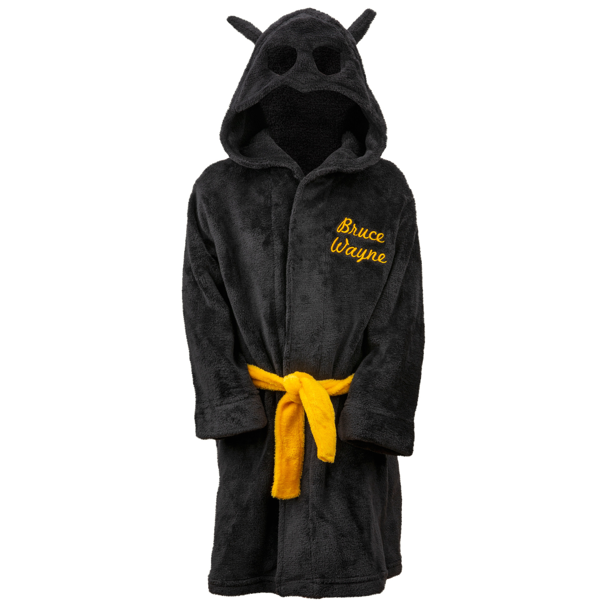 Batman Bruce Wayne Velvet Fleece Kids Hooded Robe, Black