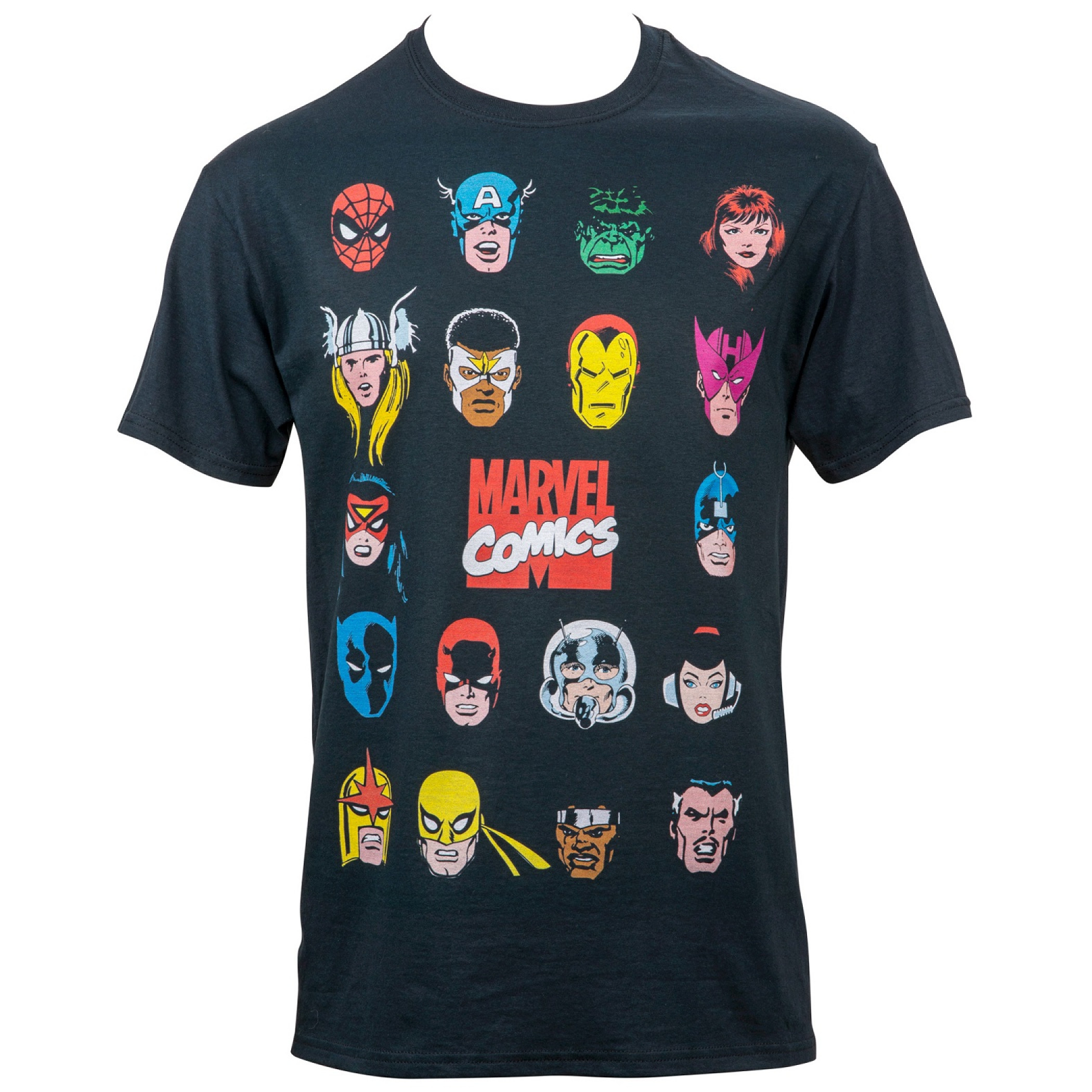 Marvel Comics Hero Portrait Bingo T-Shirt, Black