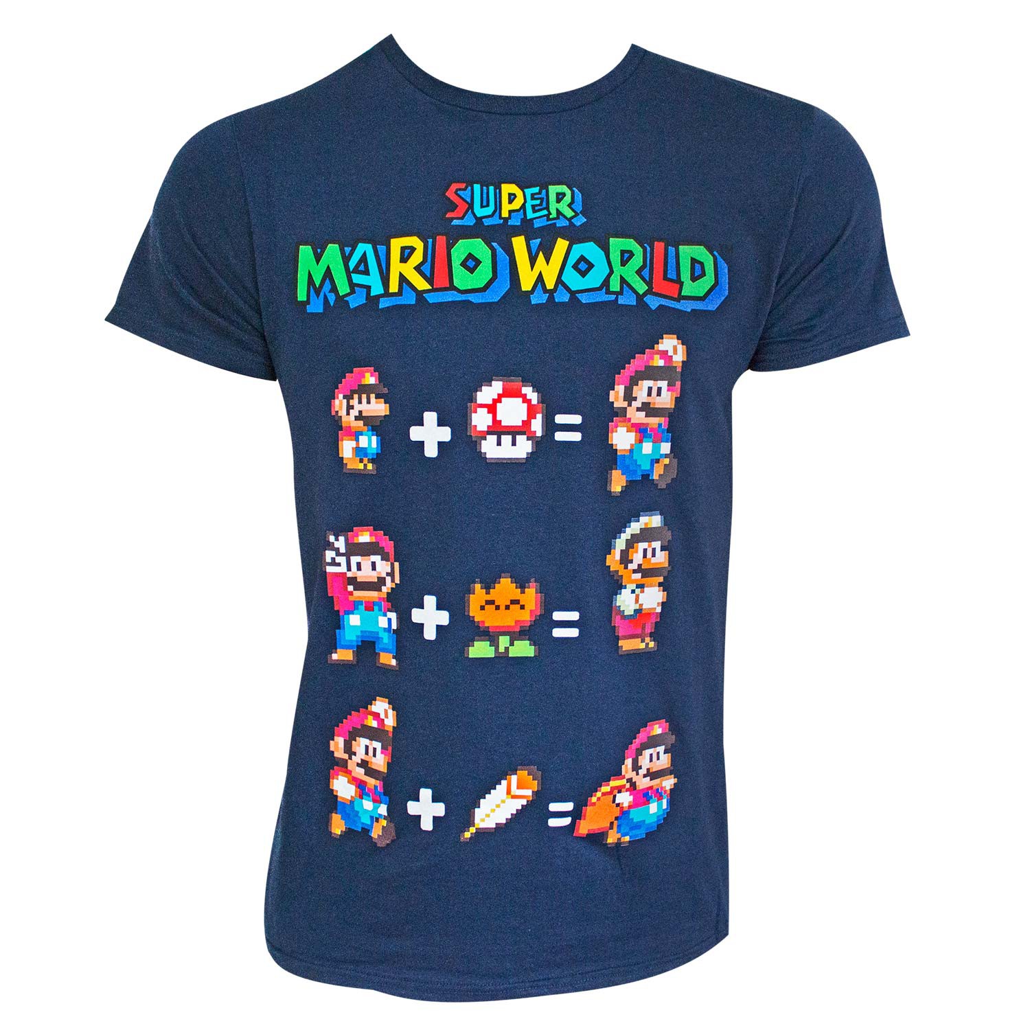 Super Mario World Equation Navy Blue Tee Shirt, Blue