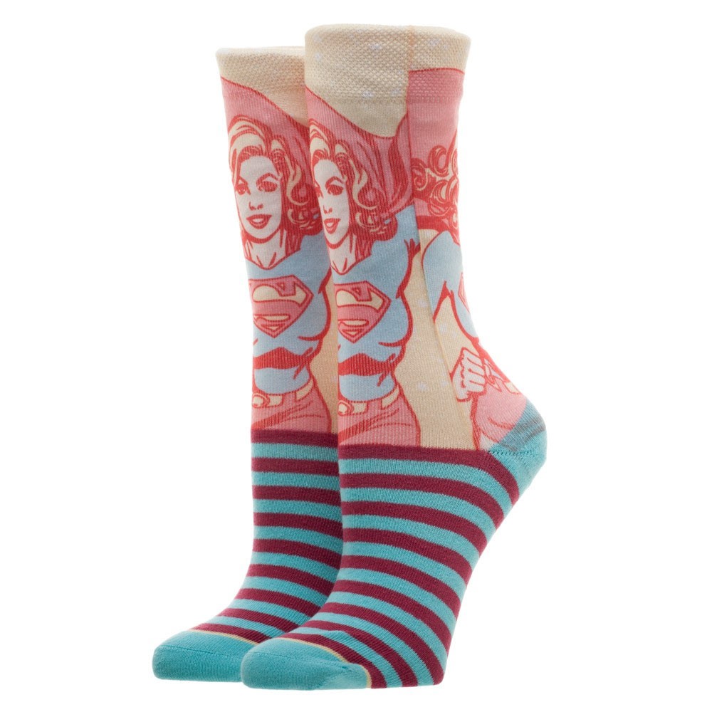 Supergirl Neon Faded Women's Crew Socks, Blue