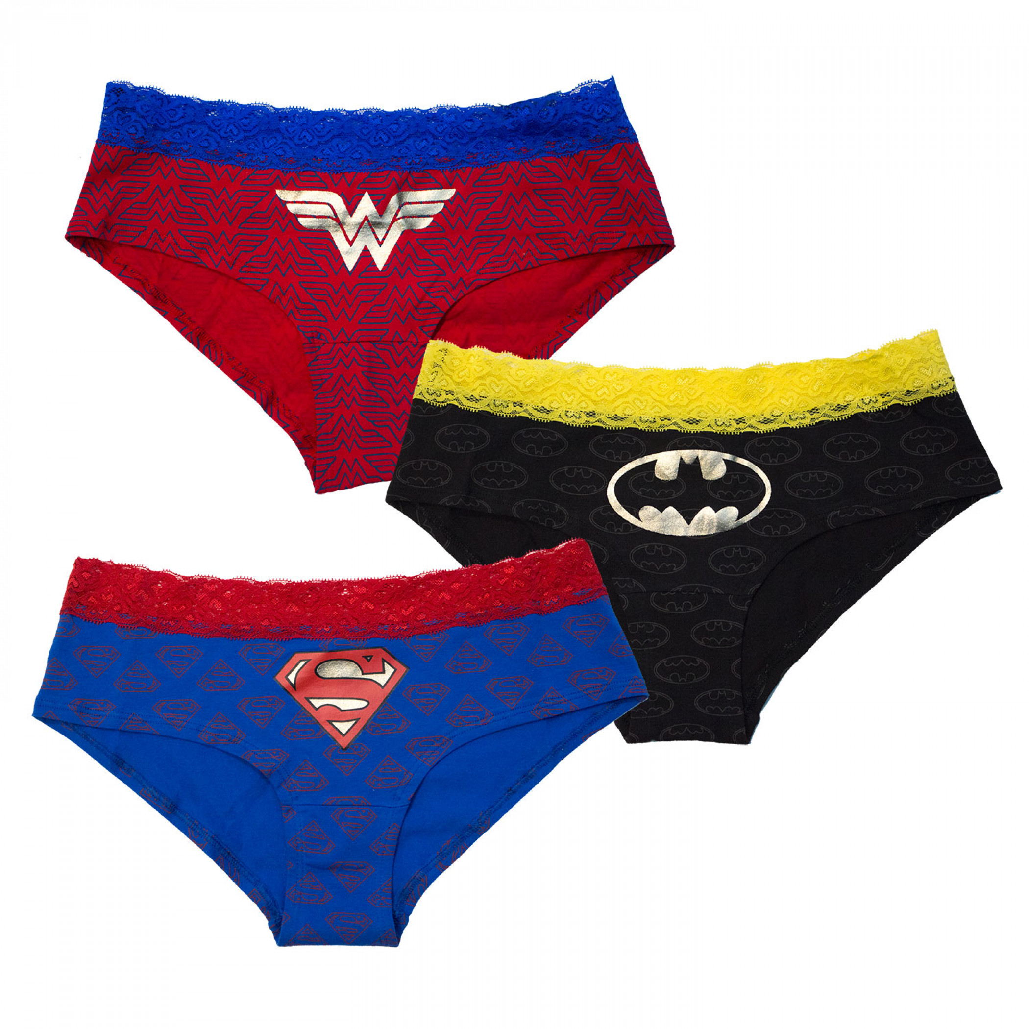 DC Comics Women's 3-Pack Panties, Red