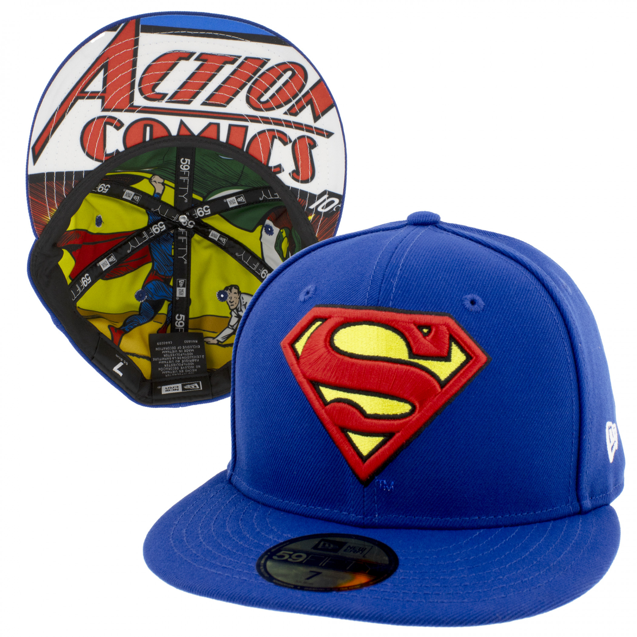 Superman Action Comics #1 Underside Print New Era 59Fifty Fitted Hat Blue - Picture 8 of 70