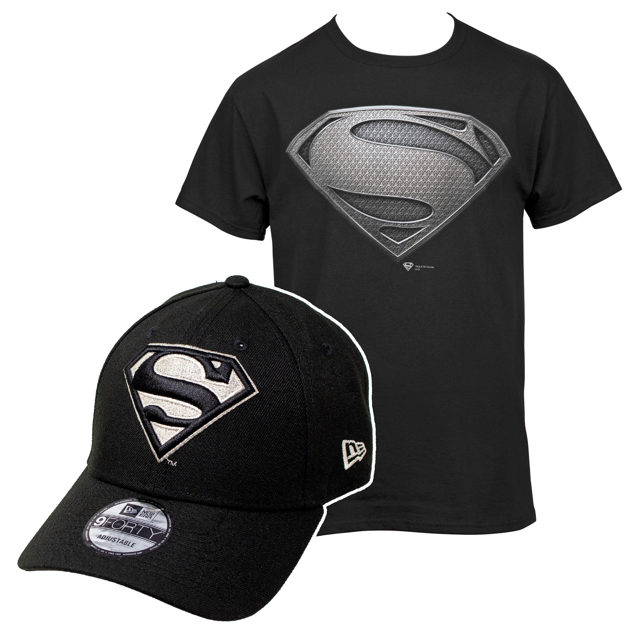 Superman Silver Logo and T-Shirt Bundle, Black