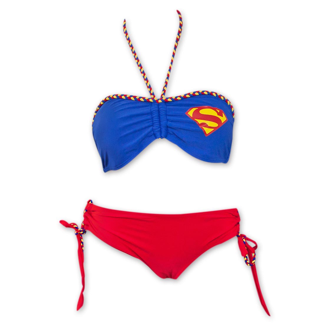 Superman Cheeky Short Women's Braided Bandeau Bikini, Blue