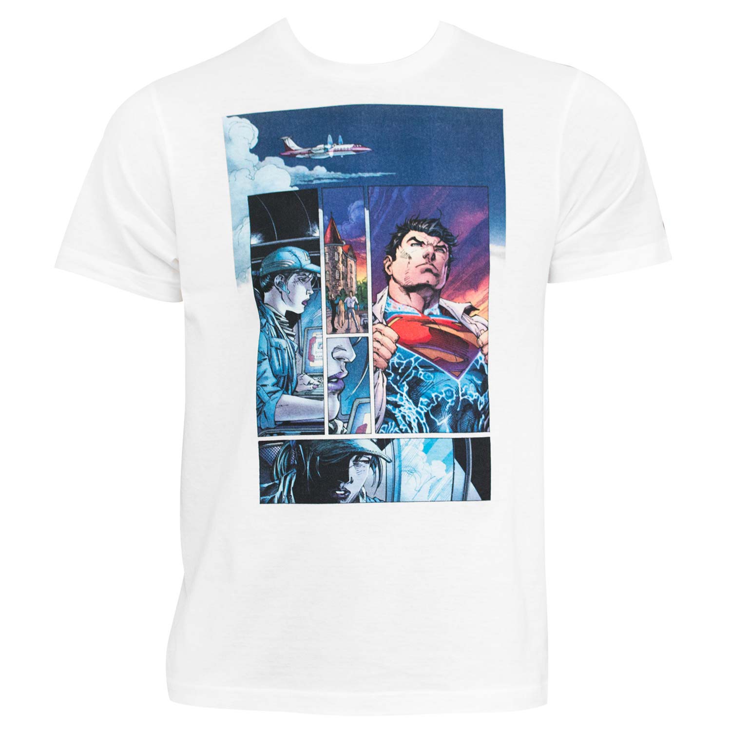 Superman Comic Panel White Tee Shirt, White