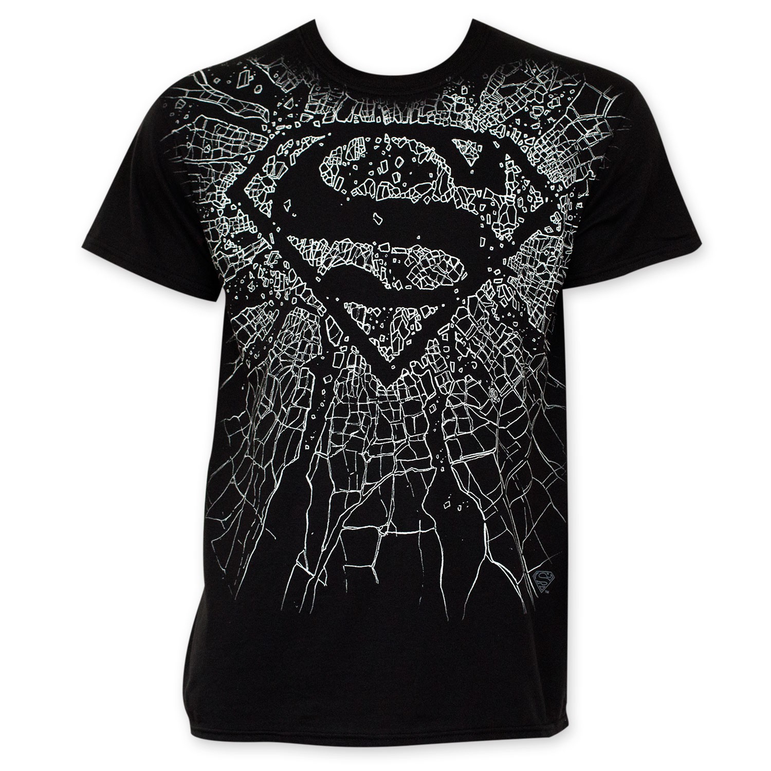 Superman Men's Black Shattered Logo Tee Shirt, Black