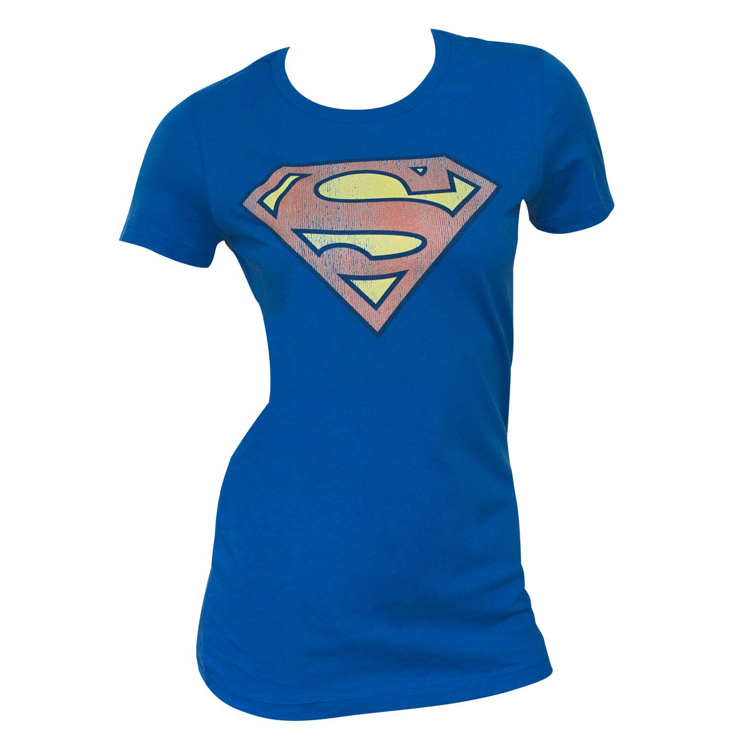 Superman Distressed Logo Blue Juniors Graphic T-Shirt, Blue