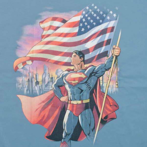 Superman American Flag T-Shirt - Blue, Blue