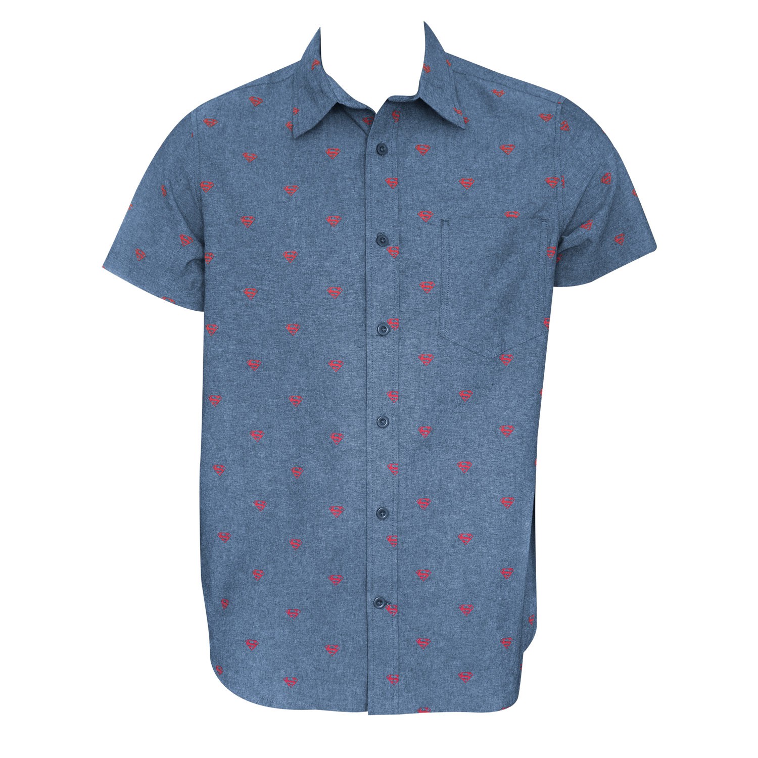 Superman Woven Button Down Shirt, Blue