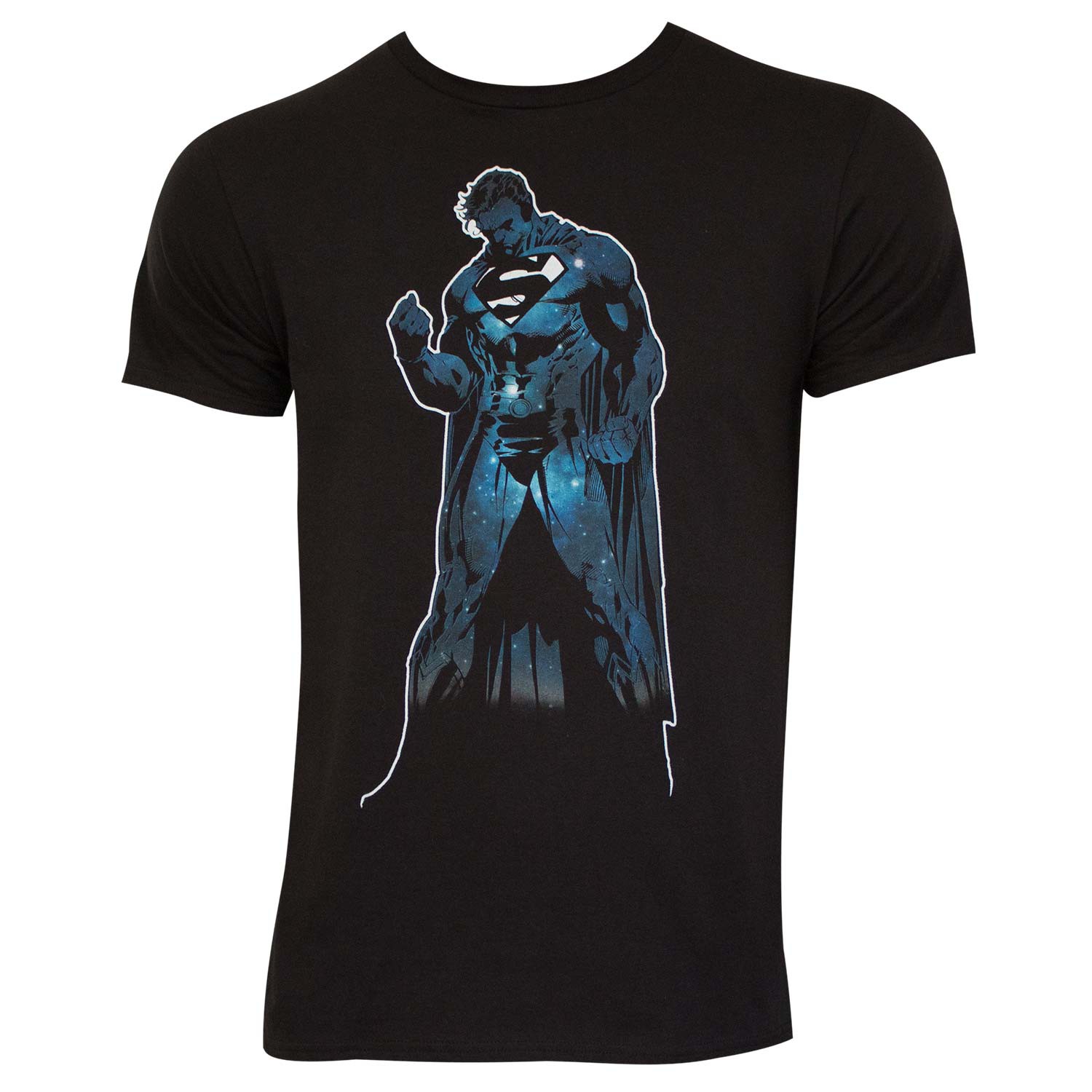 Superman Outer Space Silhouette Black Tee Shirt