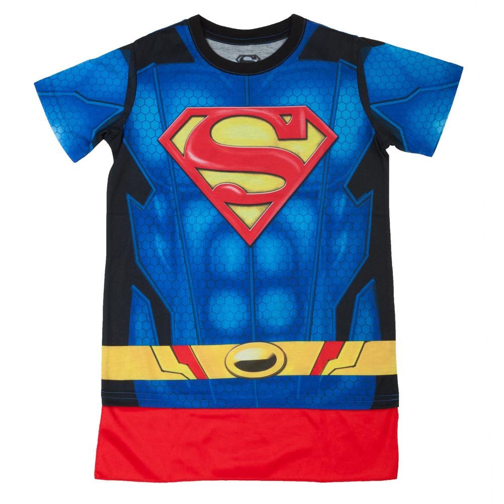 Superman Sublimated Youth Costume Tee Shirt, Blue