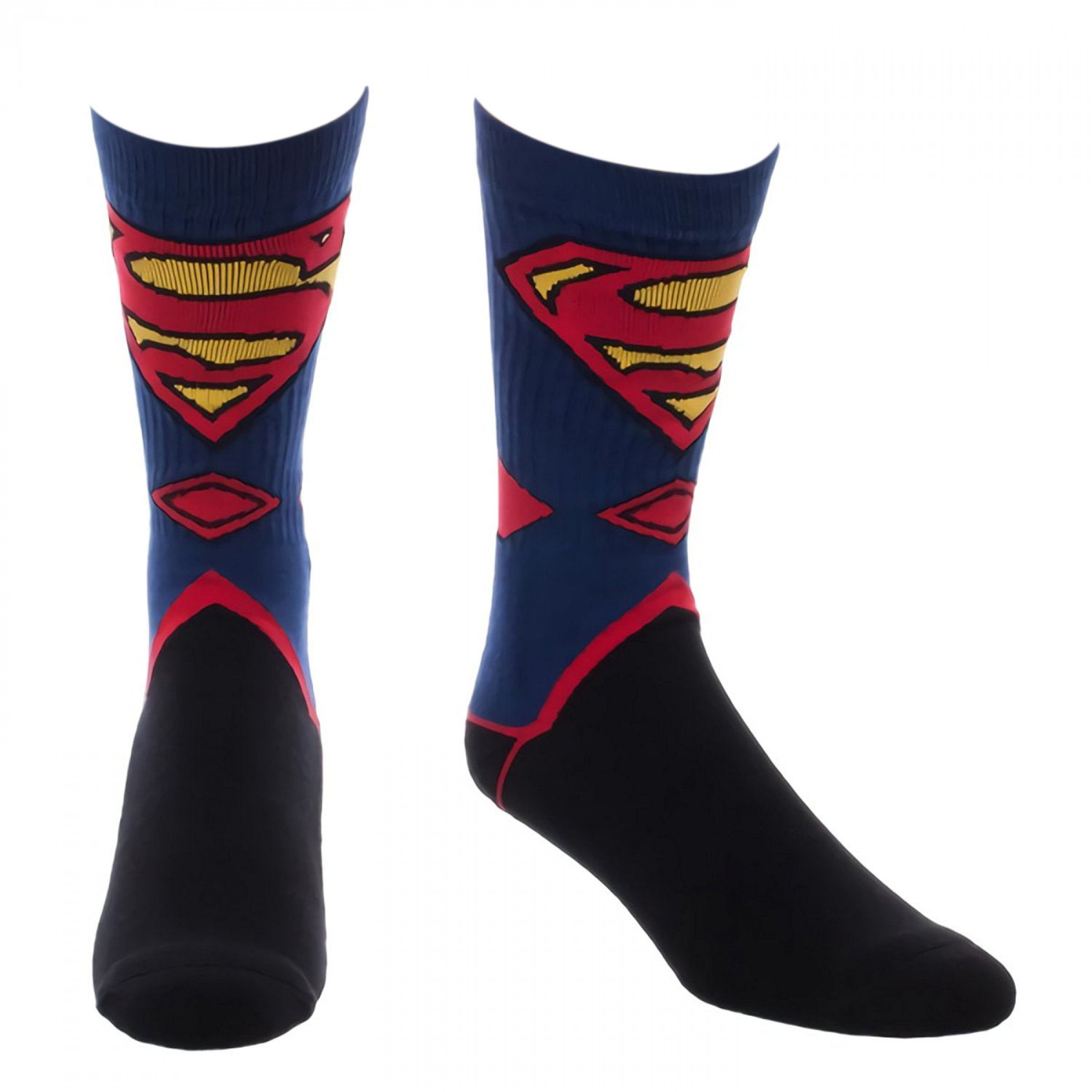 Superman Men's Costume Crew Socks, Blue