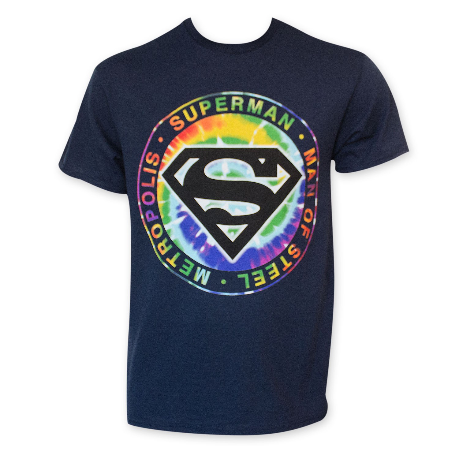 Superman Tie Dye Man Of Steel Logo T-Shirt, Blue