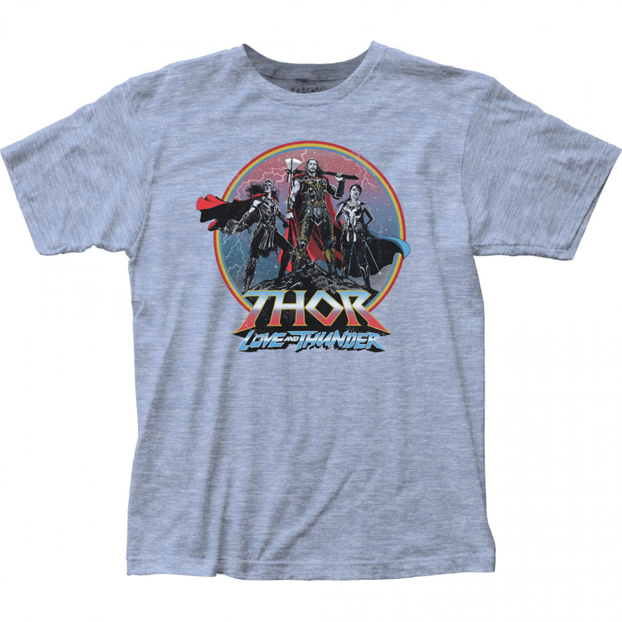 Thor Love and Thunder Characters Heroic Pose T-Shirt, Blue