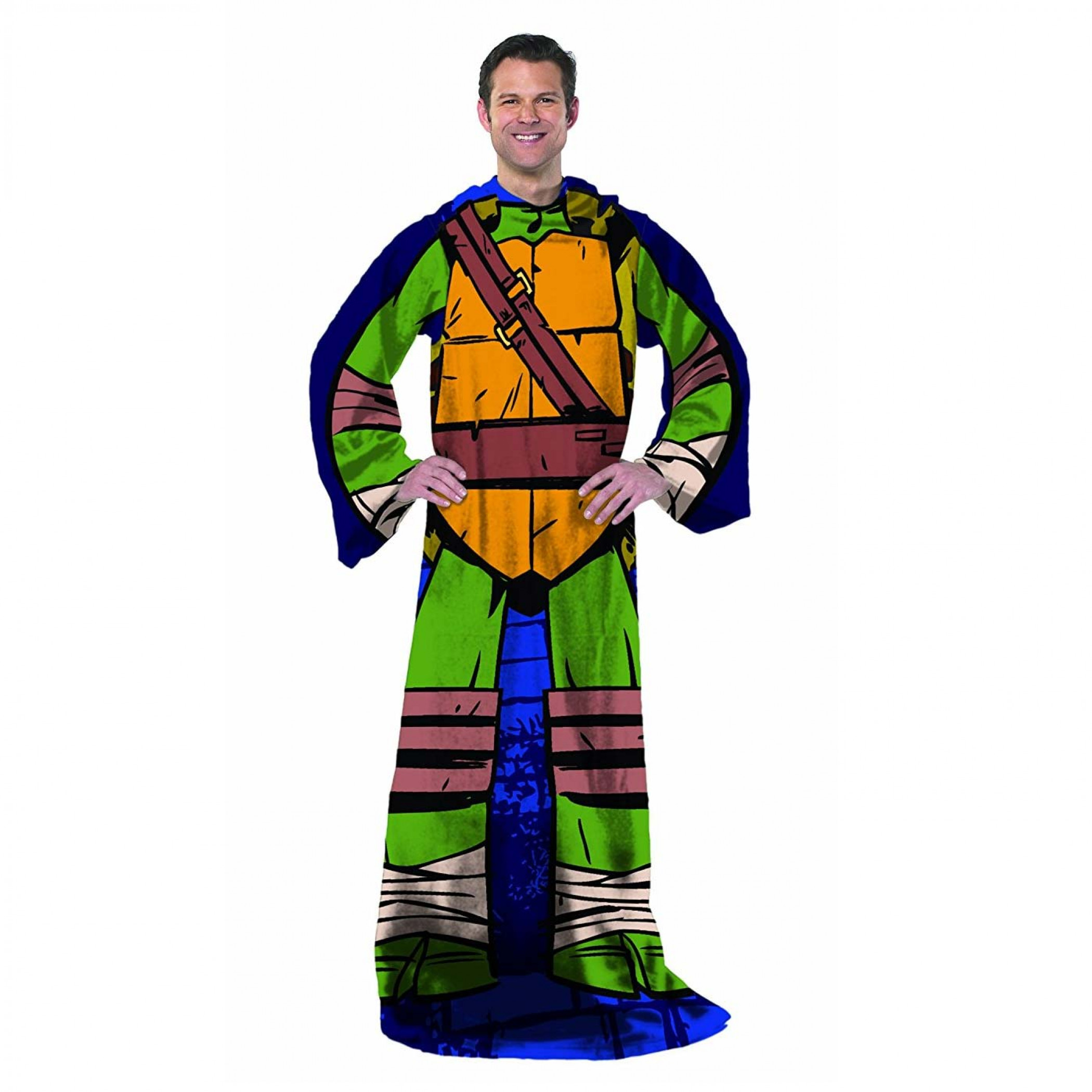 Teenage Mutant Ninja Turtle Adult Leonardo Blanket Robe with Sleeves, Green