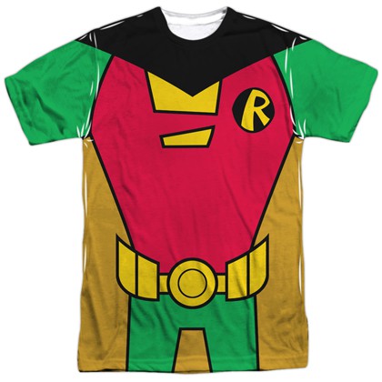 Robin Teen Titans Front and Back Print Costume Tee, Red