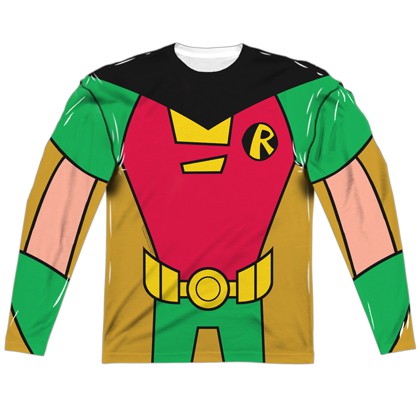 Robin Teen Titans Long Sleeve Costume Tee, Red