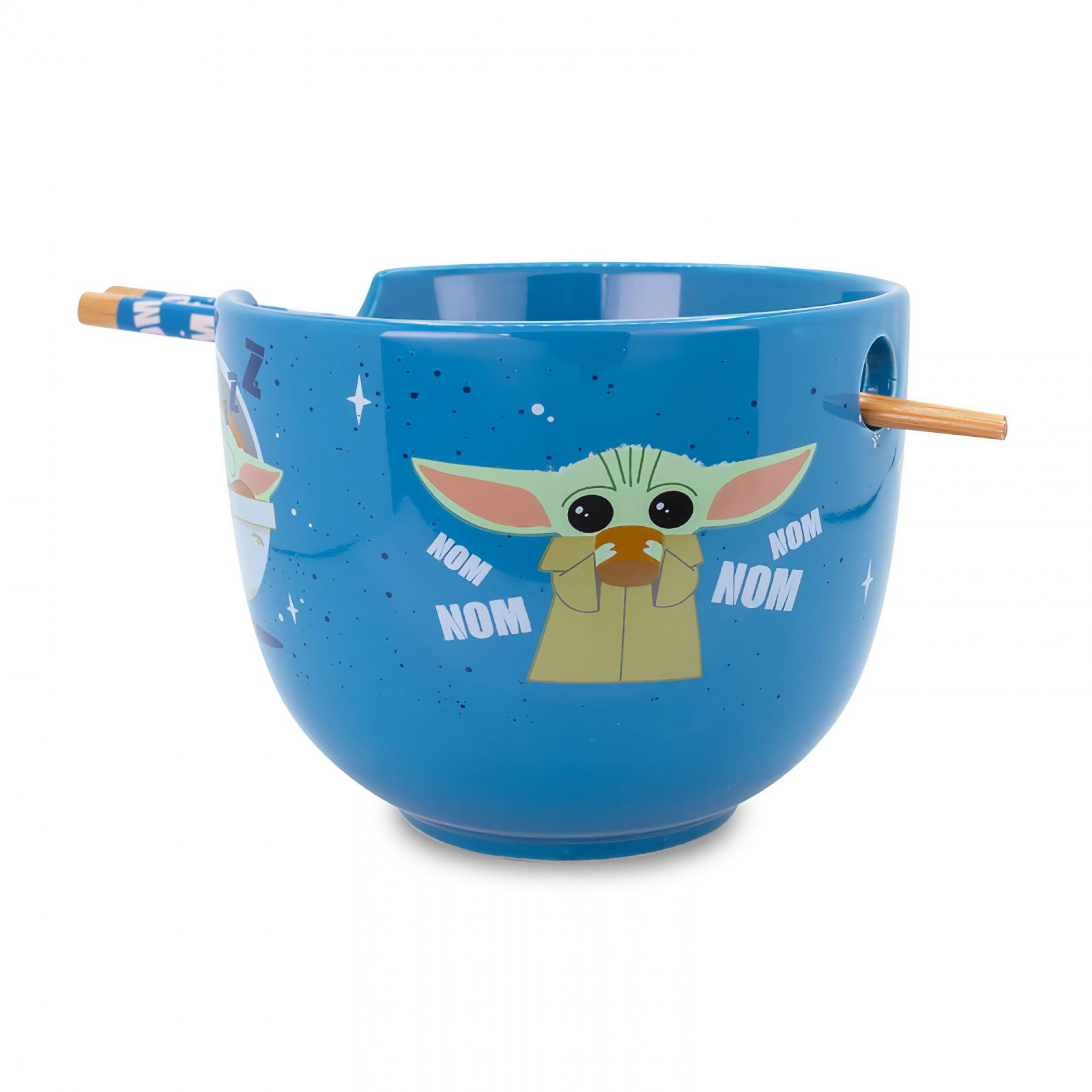 Star Wars: The Mandalorian Grogu Nom Nom Ramen Bowl with Chopsticks, Blue