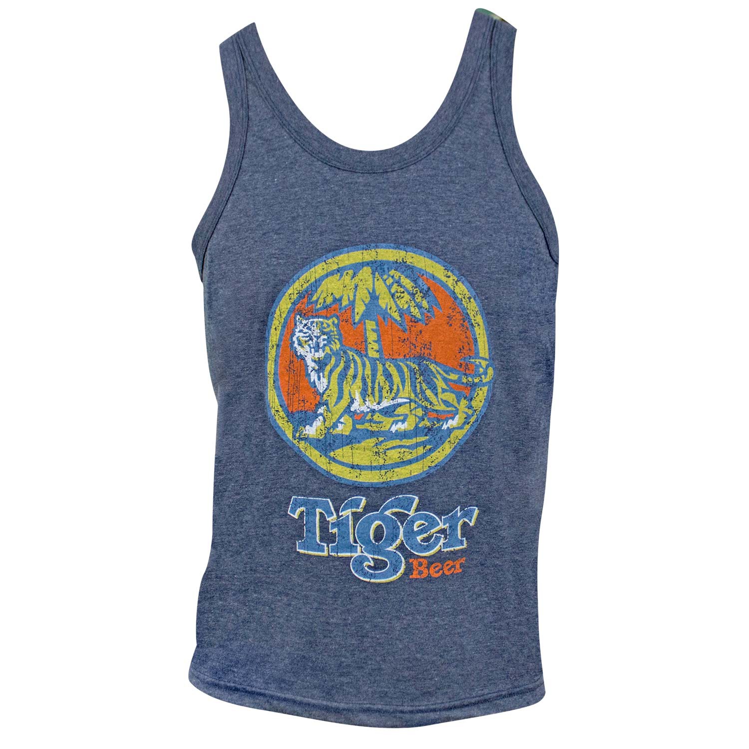 Tiger Beer Distressed Logo Denim Blue Tank Top