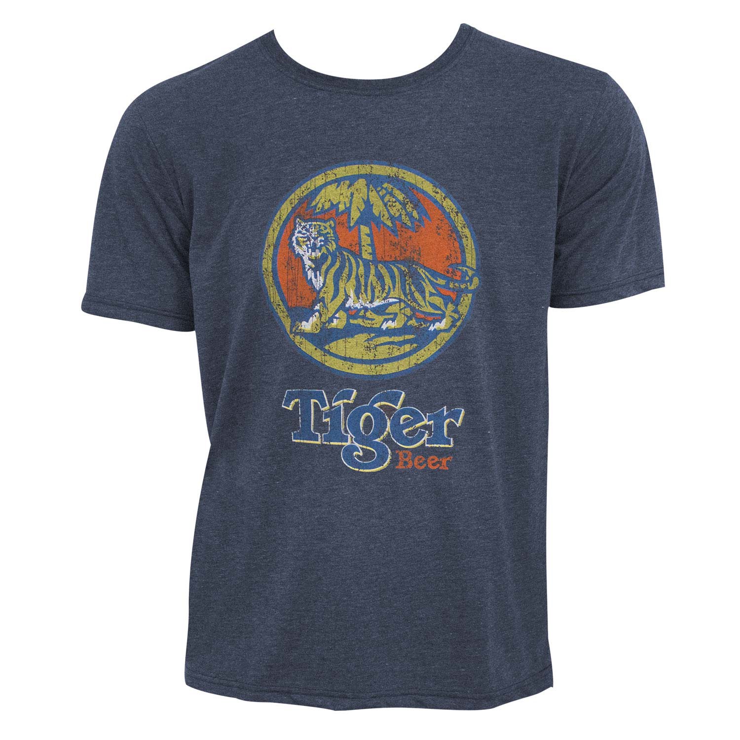 Tiger Beer Distressed Logo Denim Blue Tee Shirt